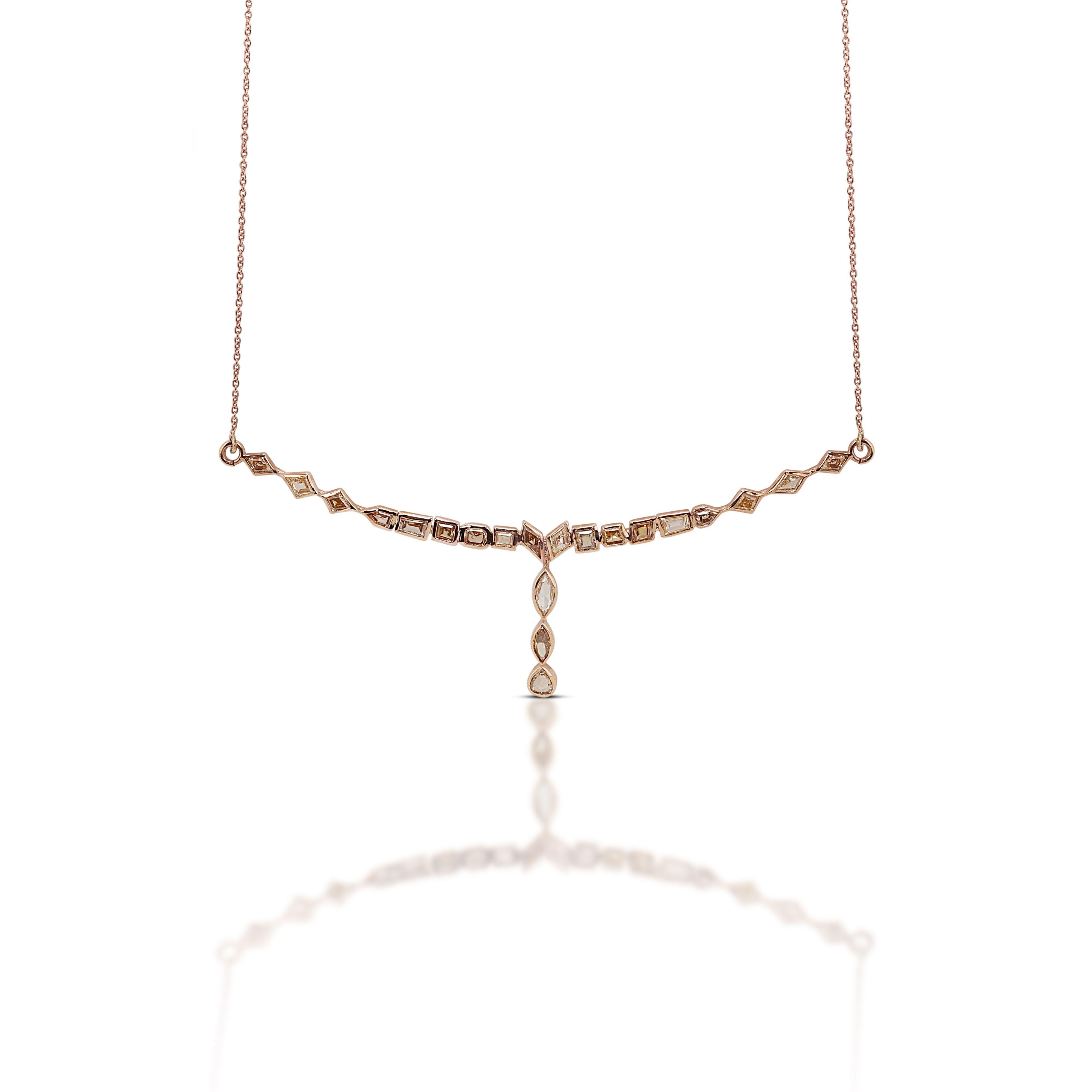 Mixed Cut Exquisite Gold Diamond Necklace For Sale