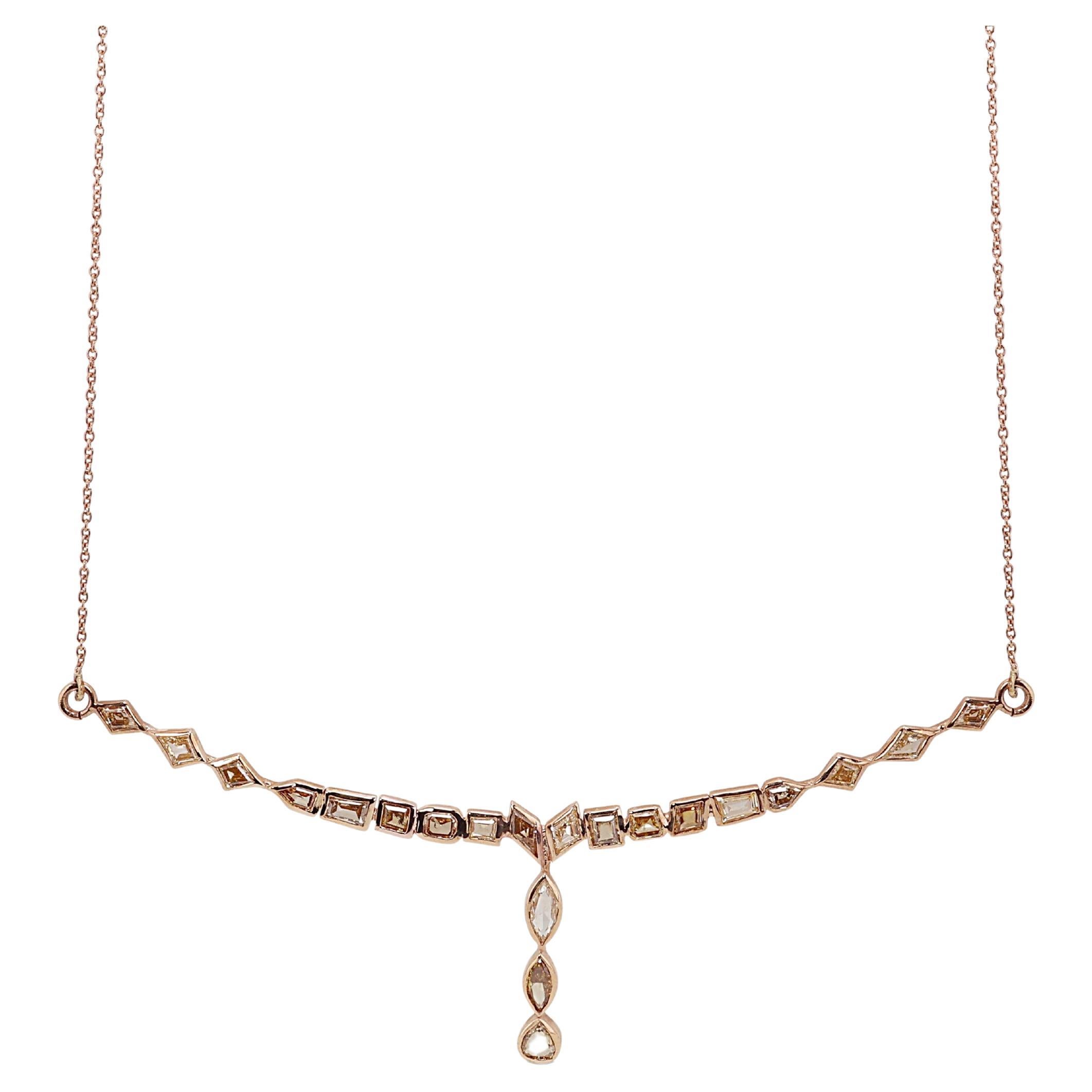 Exquisite Gold Diamond Necklace For Sale