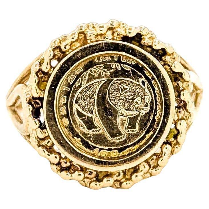 Pandi Rind Panda 1/20OZ Fine Gold Panda Rope Coin Ring 14k Yellow Gold For Sale at ...