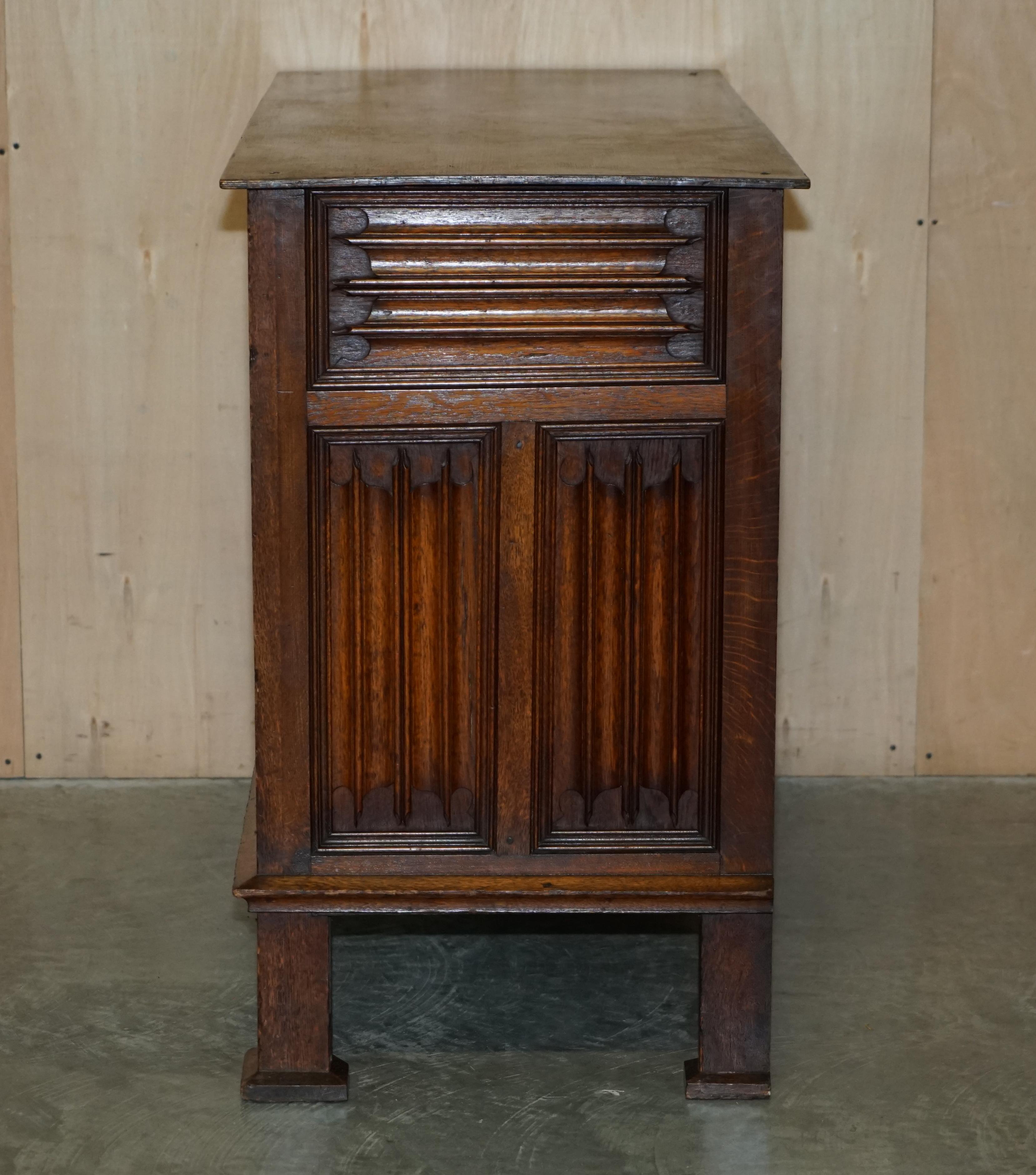 Exquisite Gothic Revival circa 1860 Hand Carved Sideboard Must See Pictures For Sale 9