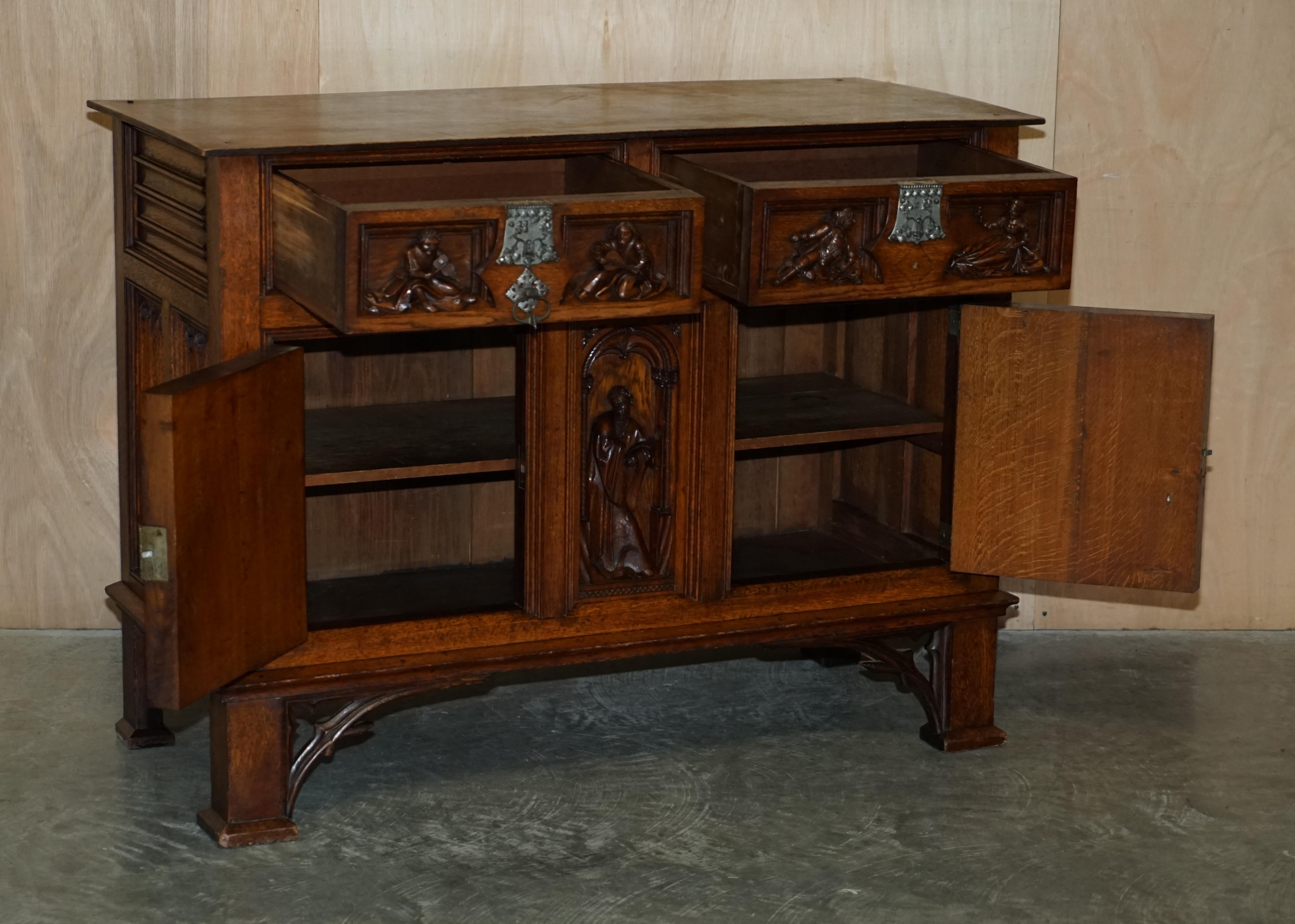 Exquisite Gothic Revival circa 1860 Hand Carved Sideboard Must See Pictures For Sale 10