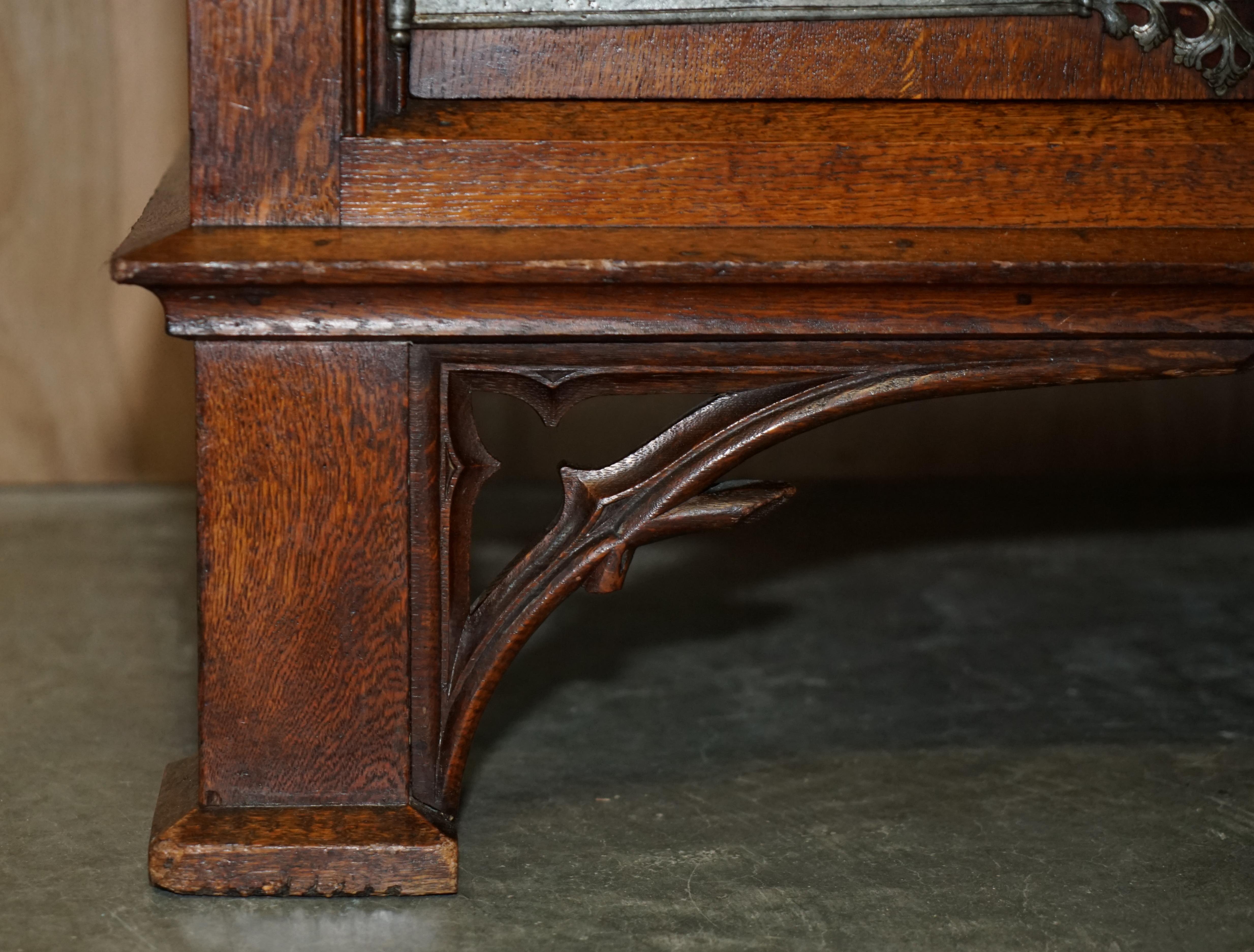 Oak Exquisite Gothic Revival circa 1860 Hand Carved Sideboard Must See Pictures For Sale