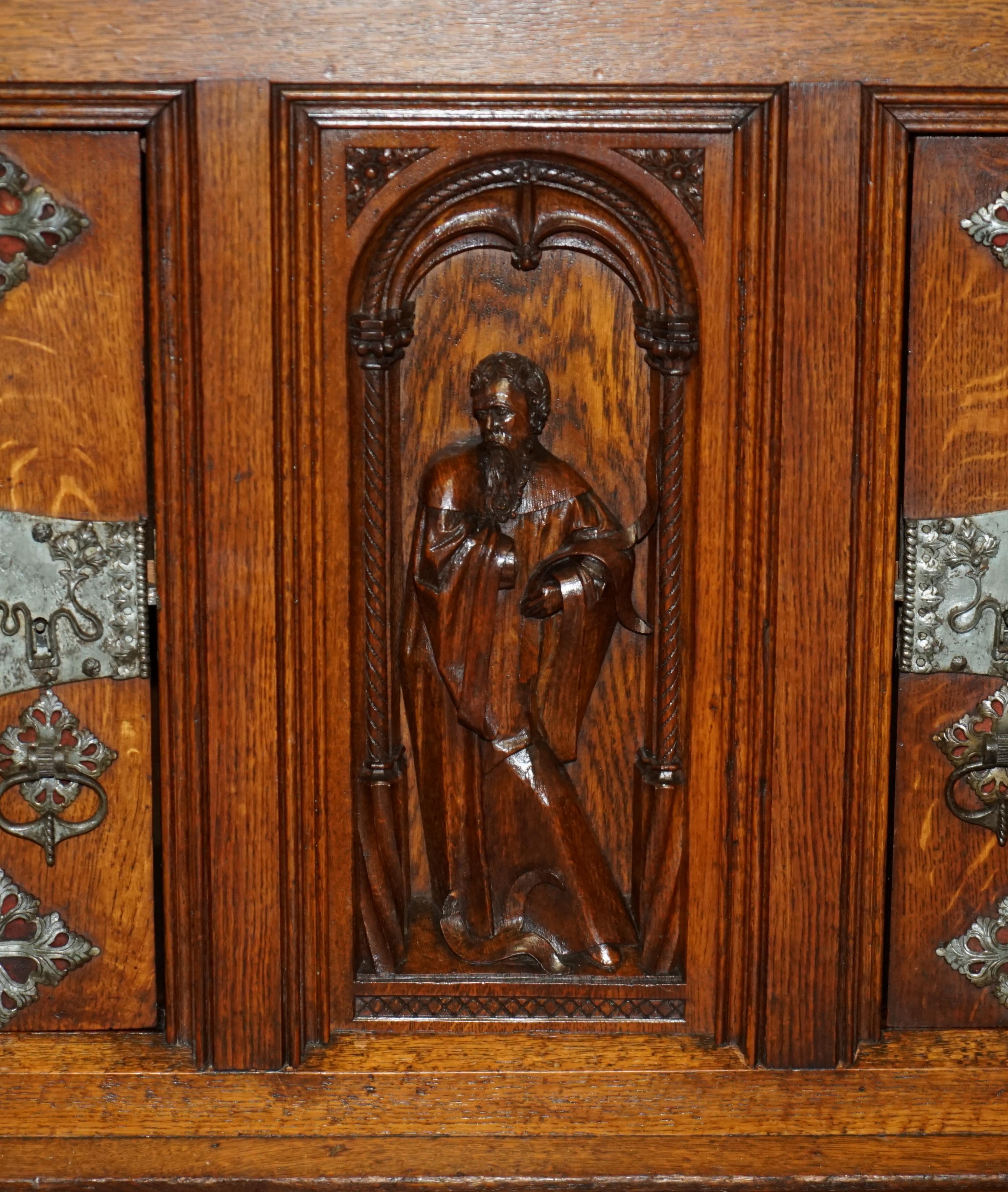 Exquisite Gothic Revival circa 1860 Hand Carved Sideboard Must See Pictures For Sale 1