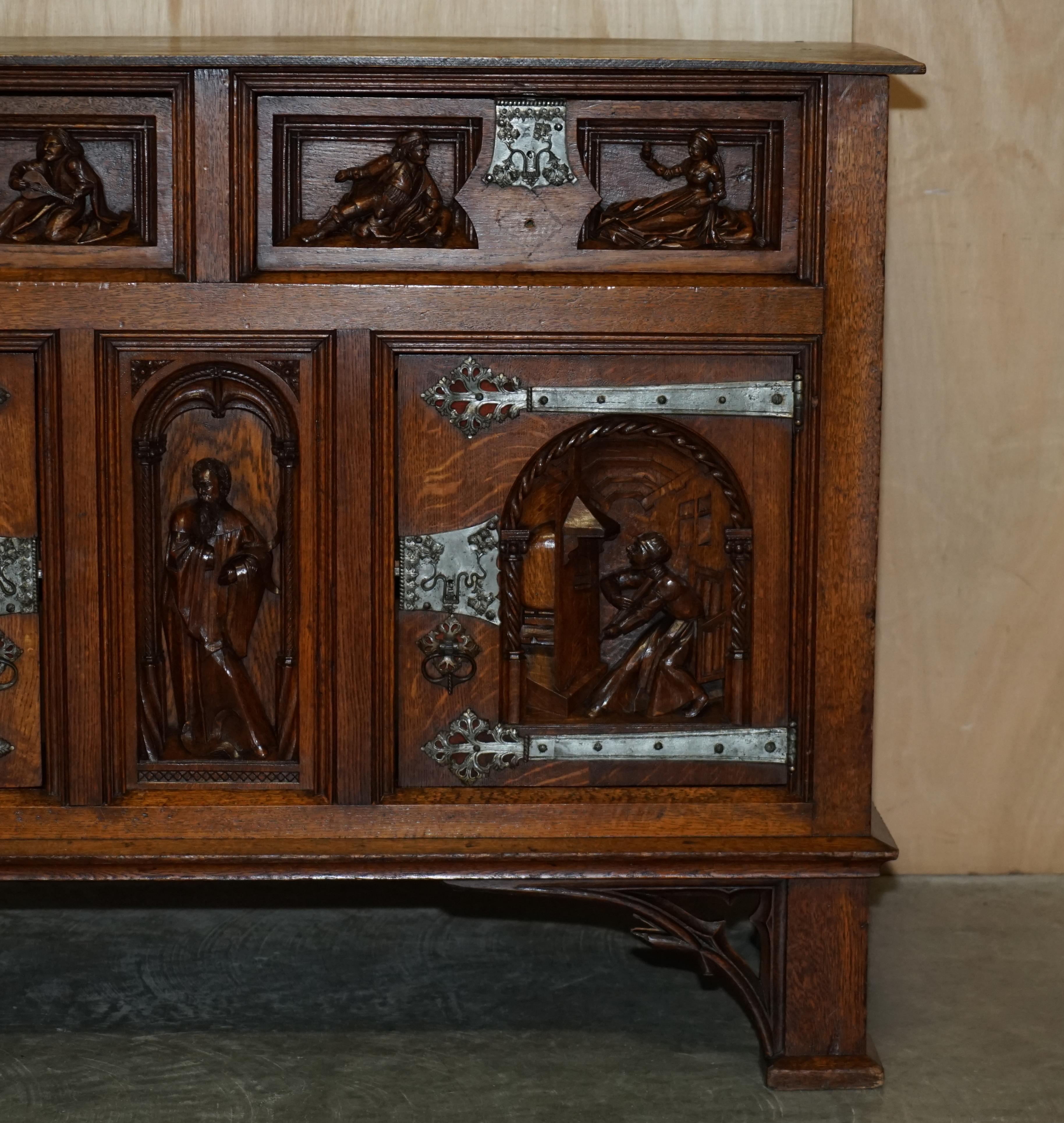 Exquisite Gothic Revival circa 1860 Hand Carved Sideboard Must See Pictures For Sale 2
