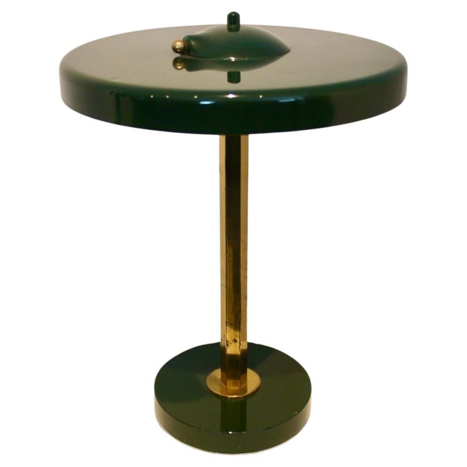 Exquisite Green and Brass French Table Lamp For Sale