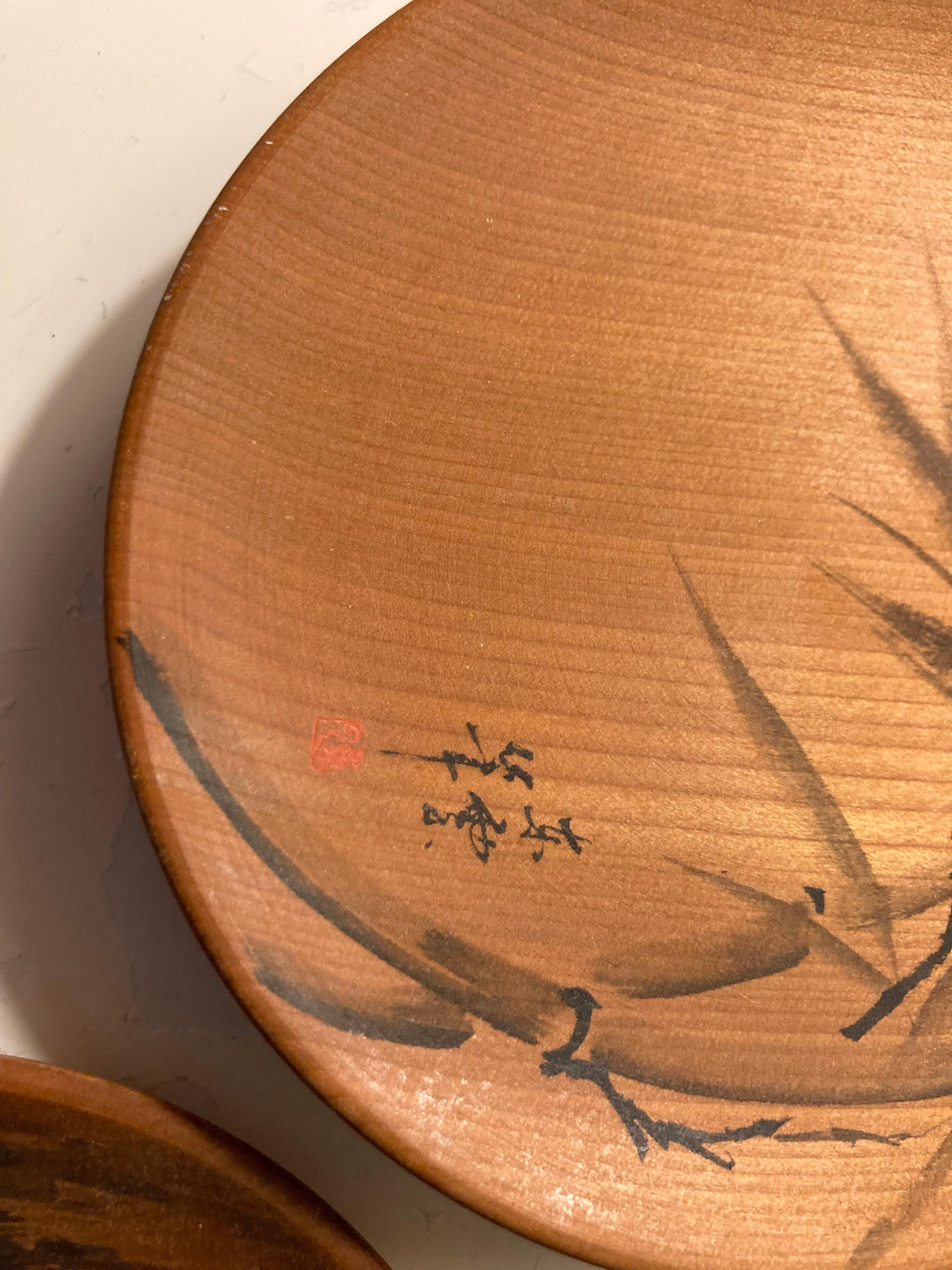 Exquisite Group of Five Japanese Hand Decorated Pine Sweet Dishes For Sale 8