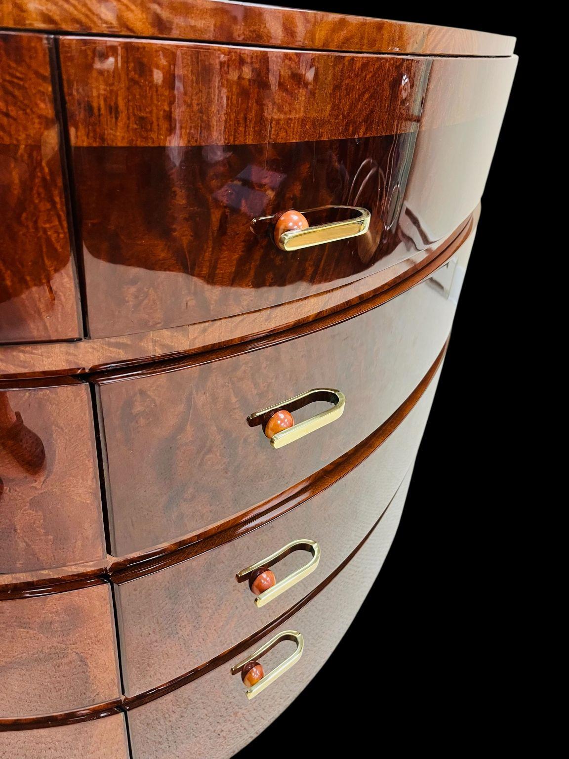Exquisite Half Circle Art Deco Commode With Bakelite Hardware C. 1930 For Sale 5