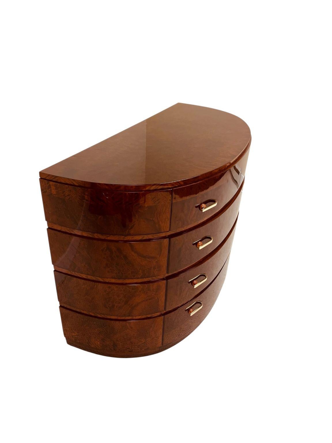 Exquisite Half Circle Art Deco Commode With Bakelite Hardware C. 1930 For Sale 6