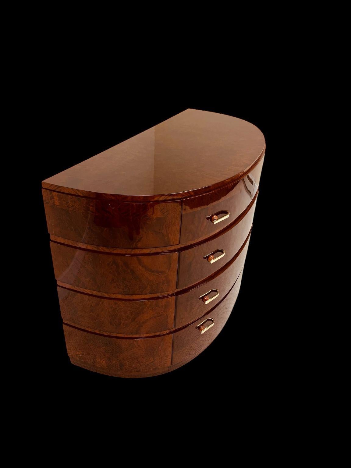 Exquisite Half Circle Art Deco Commode With Bakelite Hardware C. 1930 For Sale 7