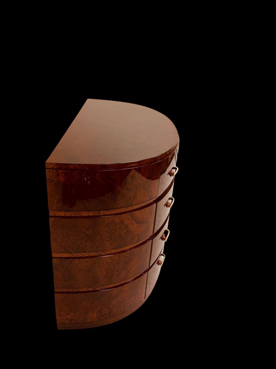 Exquisite Half Circle Art Deco Commode With Bakelite Hardware C. 1930 For Sale 8