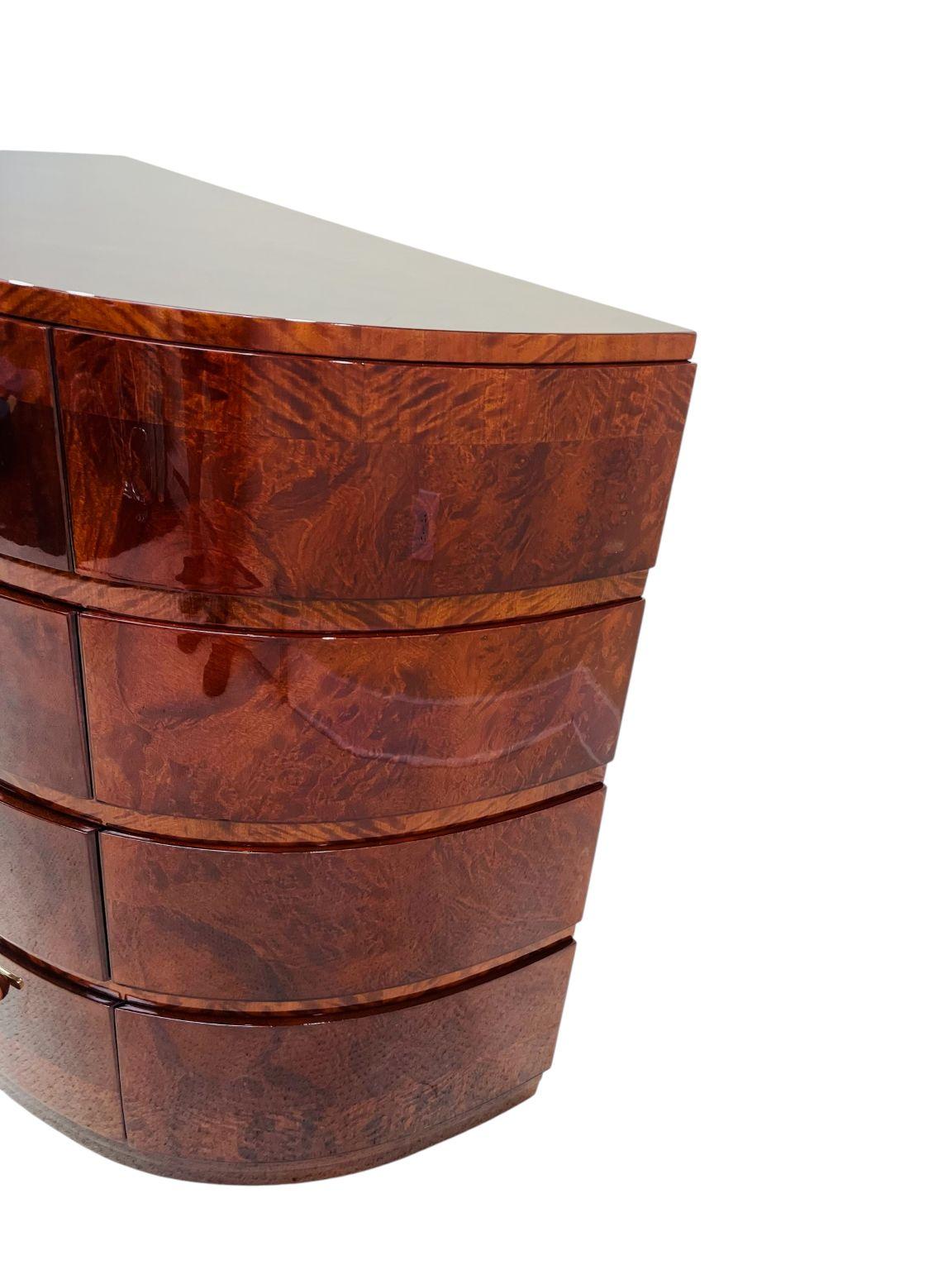 Exquisite Half Circle Art Deco Commode With Bakelite Hardware C. 1930 For Sale 10