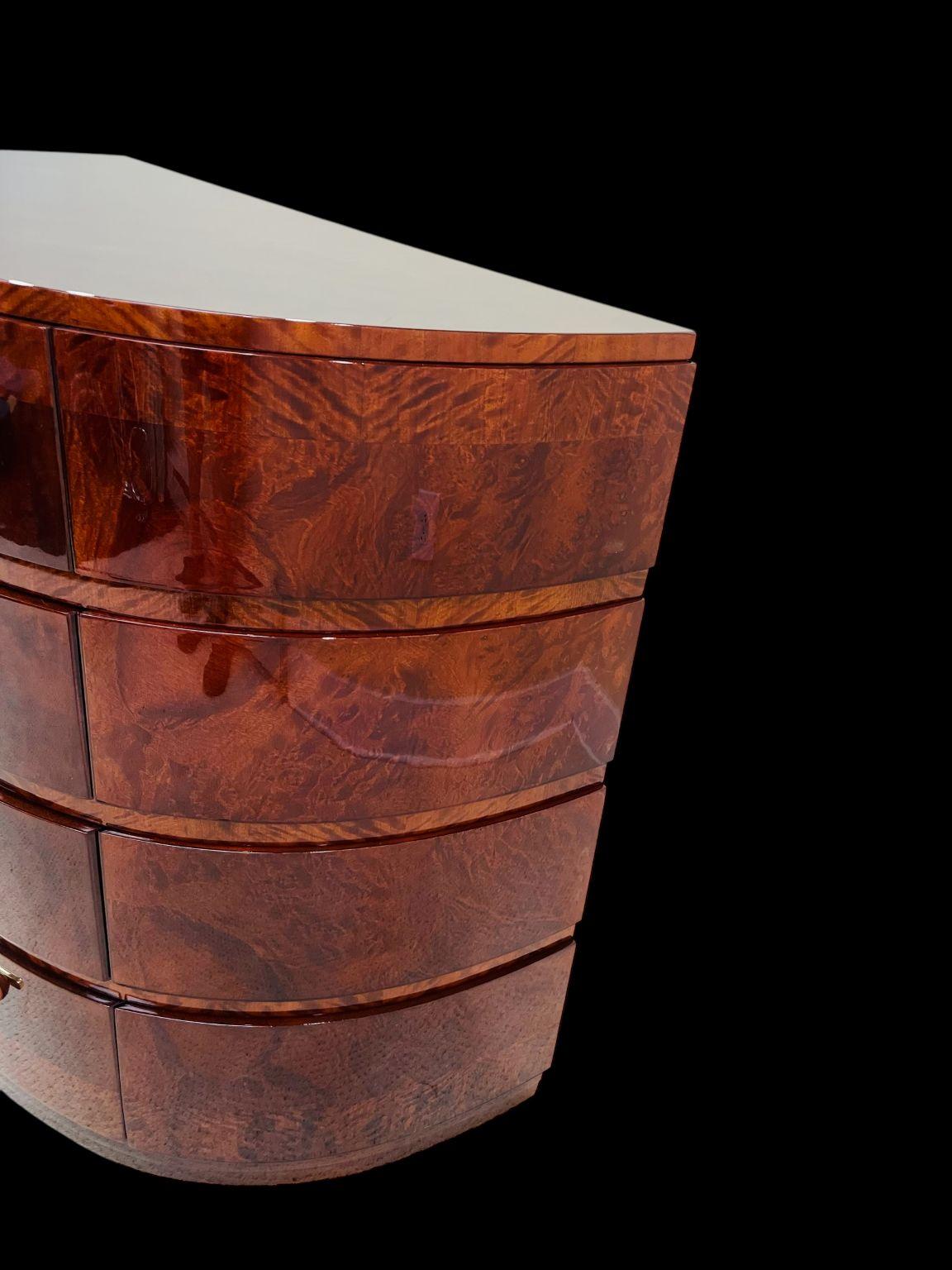Exquisite Half Circle Art Deco Commode With Bakelite Hardware C. 1930 For Sale 11