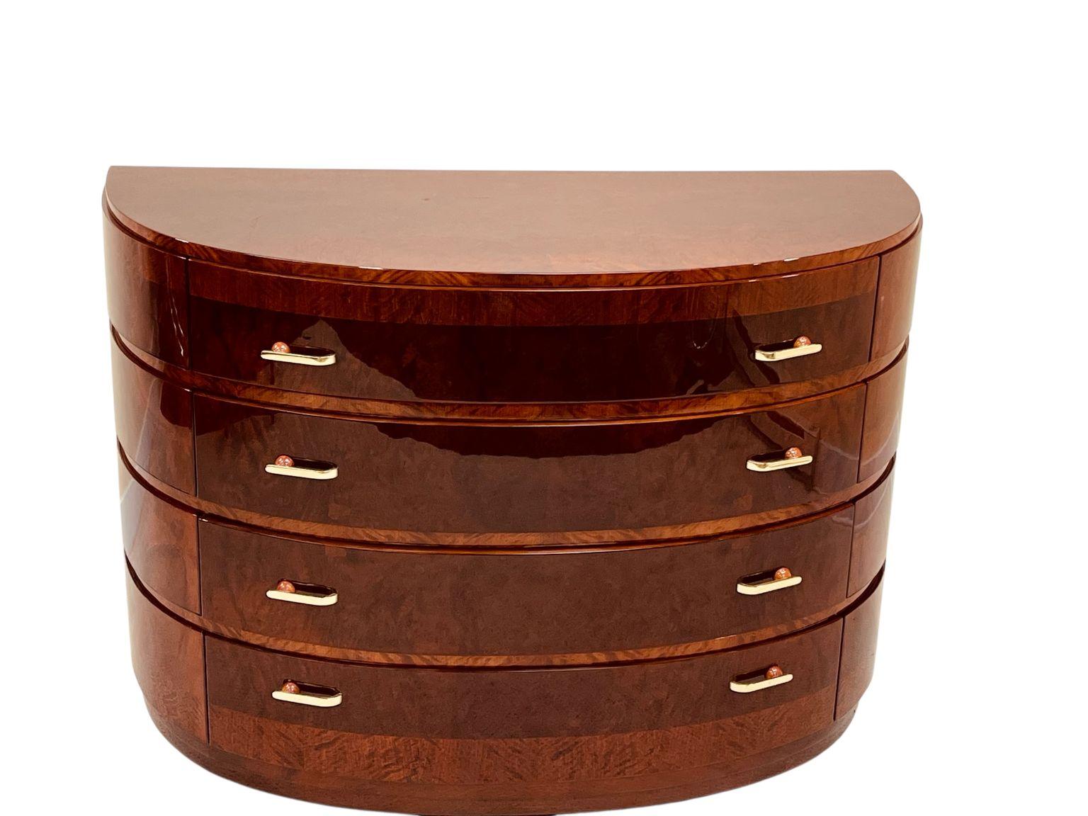 Exquisite Half Circle Art Deco Commode With Bakelite Hardware C. 1930 For Sale 12