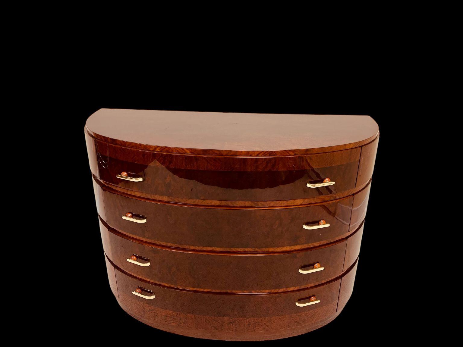 Exquisite Half Circle Art Deco Commode With Bakelite Hardware C. 1930 For Sale 1