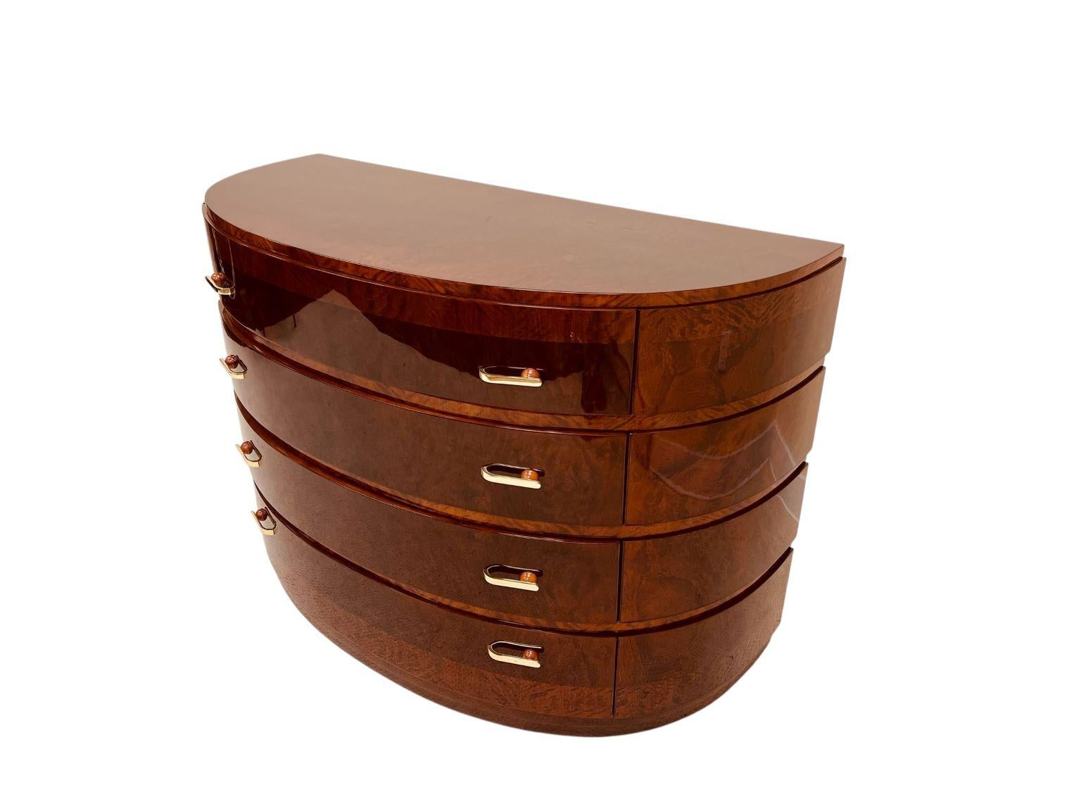 Exquisite Half Circle Art Deco Commode With Bakelite Hardware C. 1930 For Sale 2