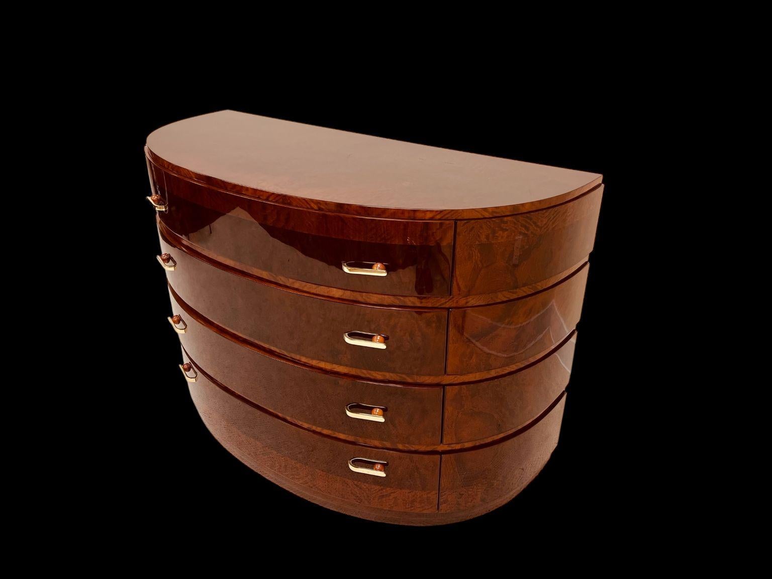 Exquisite Half Circle Art Deco Commode With Bakelite Hardware C. 1930 For Sale 3
