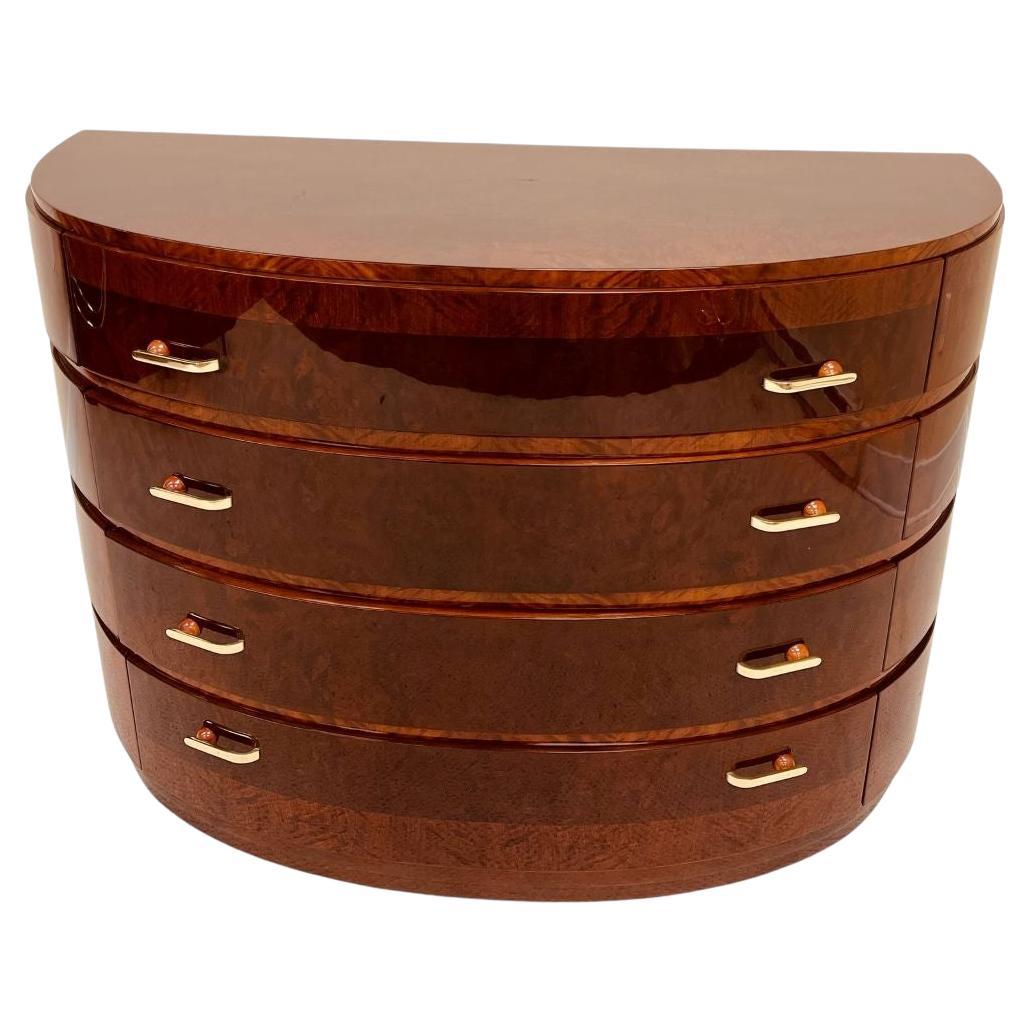 Exquisite Half Circle Art Deco Commode With Bakelite Hardware C. 1930 For Sale
