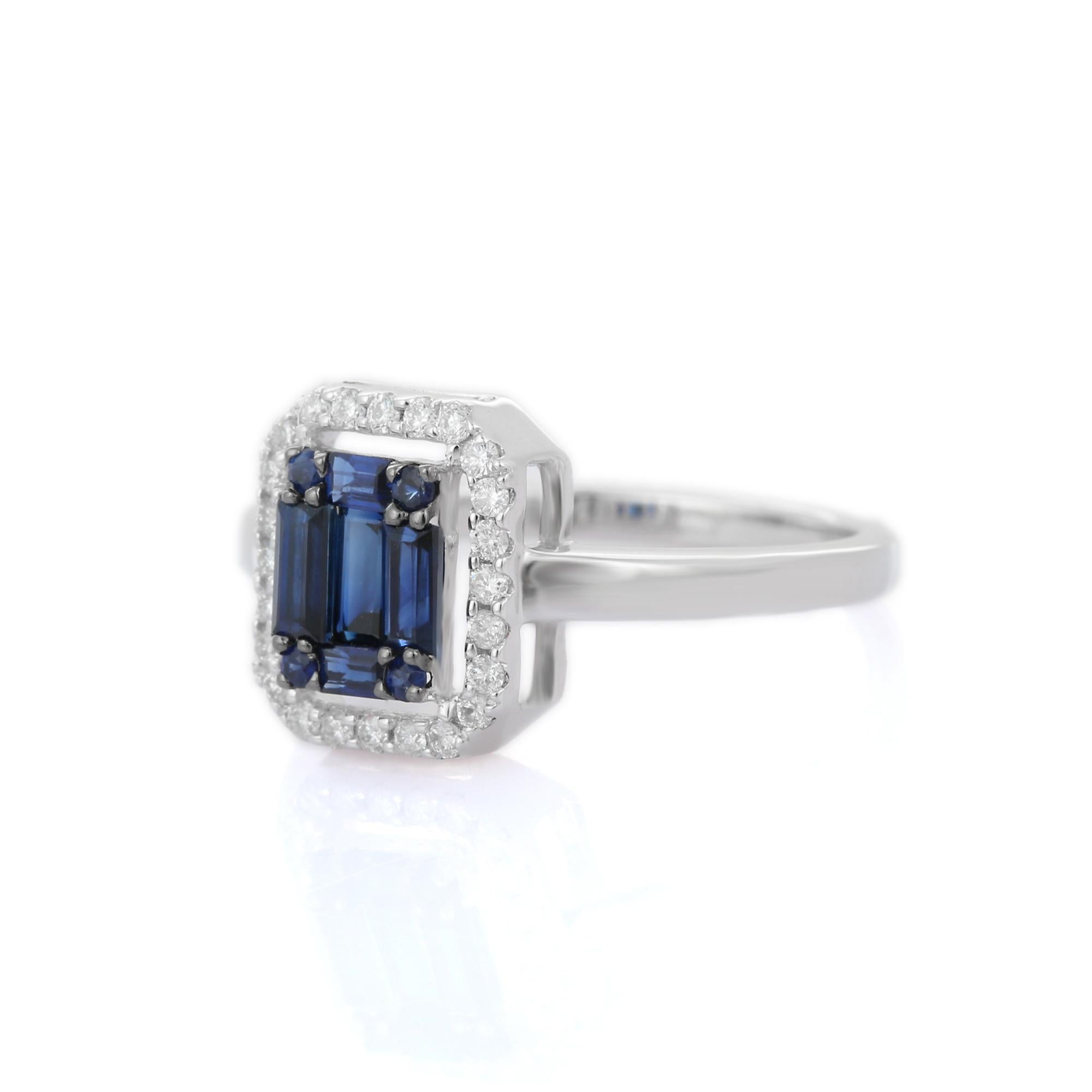 For Sale:  Exquisite Halo Diamond and Sapphire Cluster Ring Studded in 18K White Gold 3