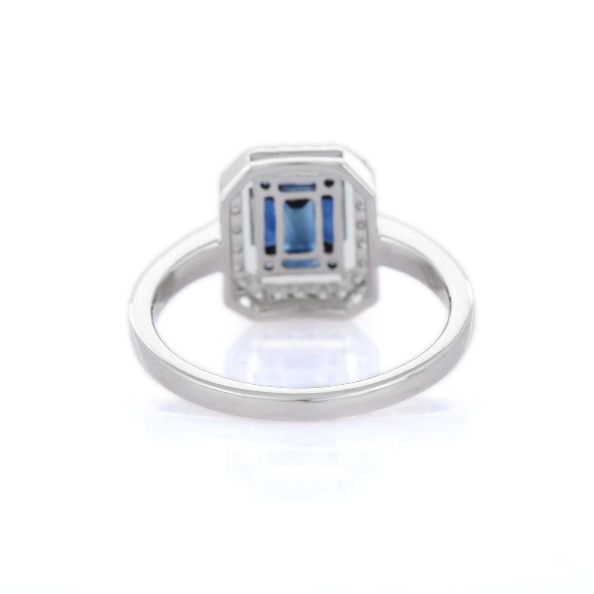For Sale:  Exquisite Halo Diamond and Sapphire Cluster Ring Studded in 18K White Gold 4