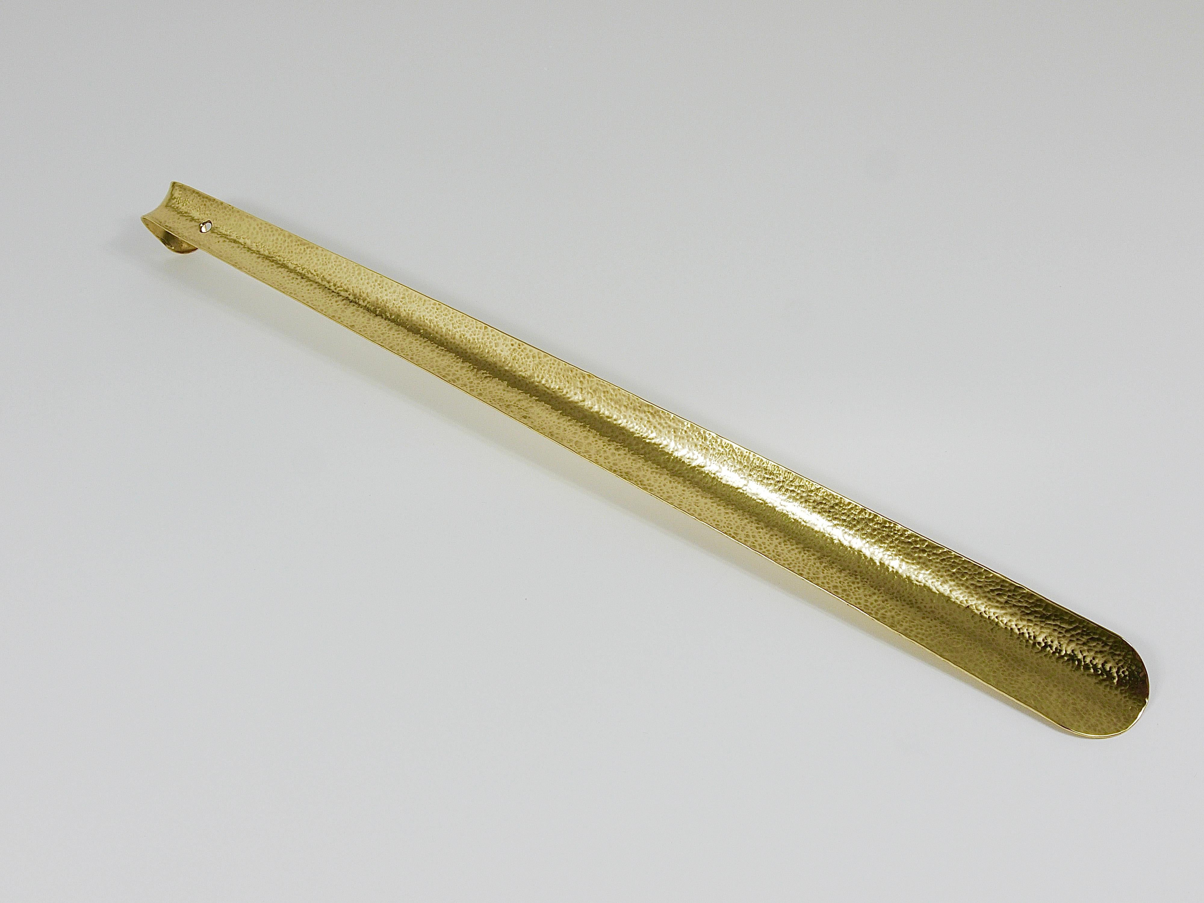 Exquisite Hammer-Blown Solid Brass Shoehorn, Handmade in Austria For Sale 6