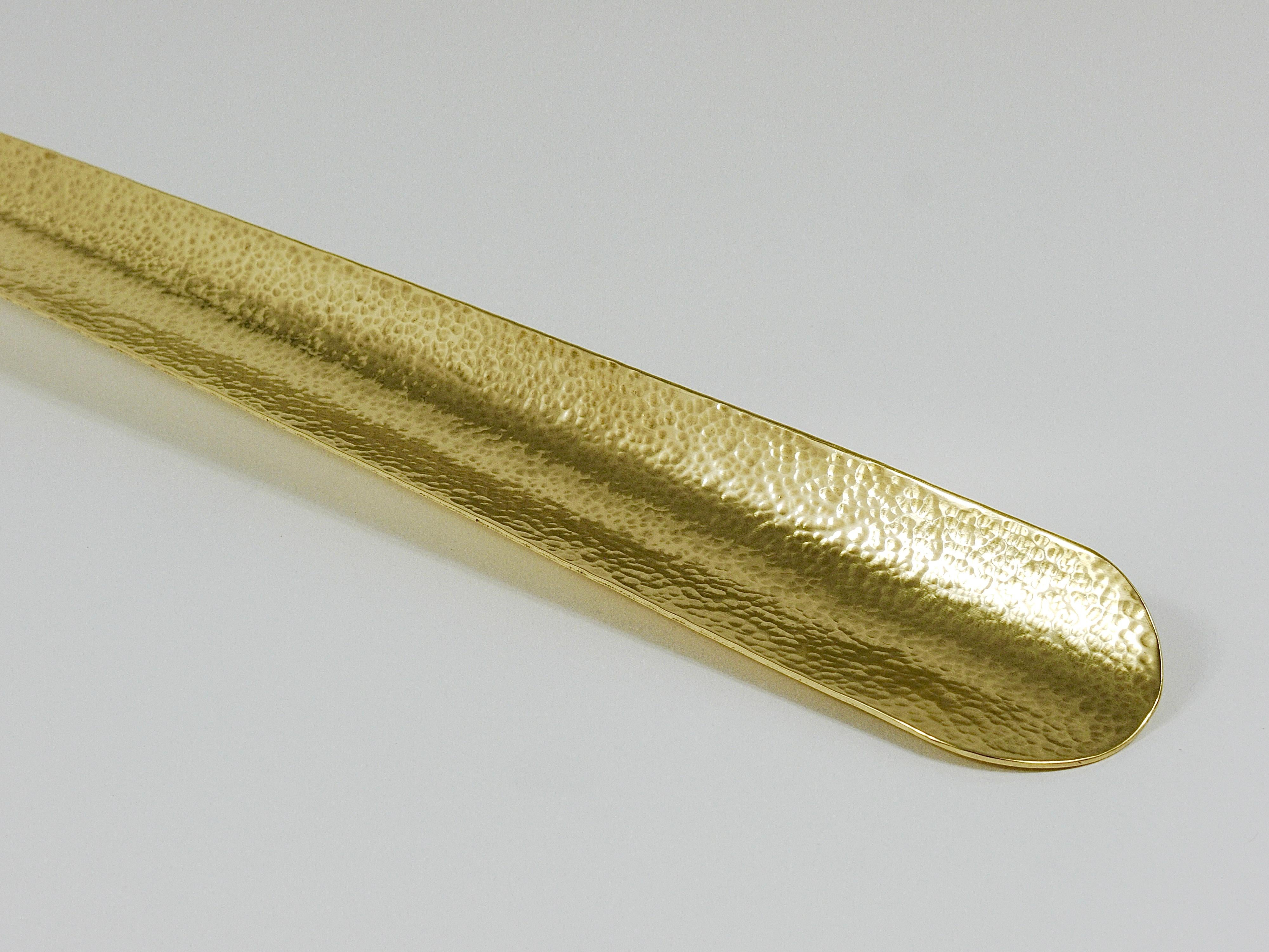 Exquisite Hammer-Blown Solid Brass Shoehorn, Handmade in Austria For Sale 7