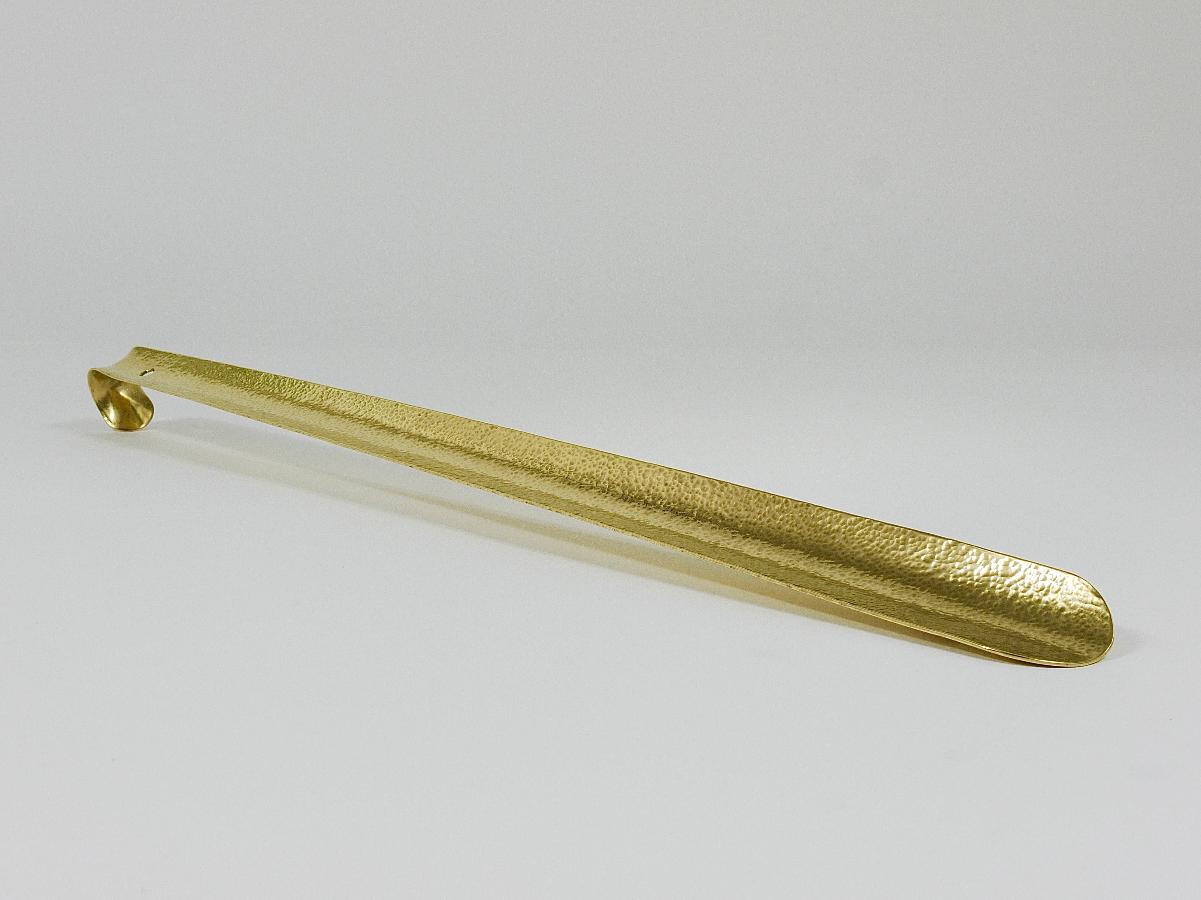 Exquisite Hammer-Blown Solid Brass Shoehorn, Handmade in Austria For Sale 8