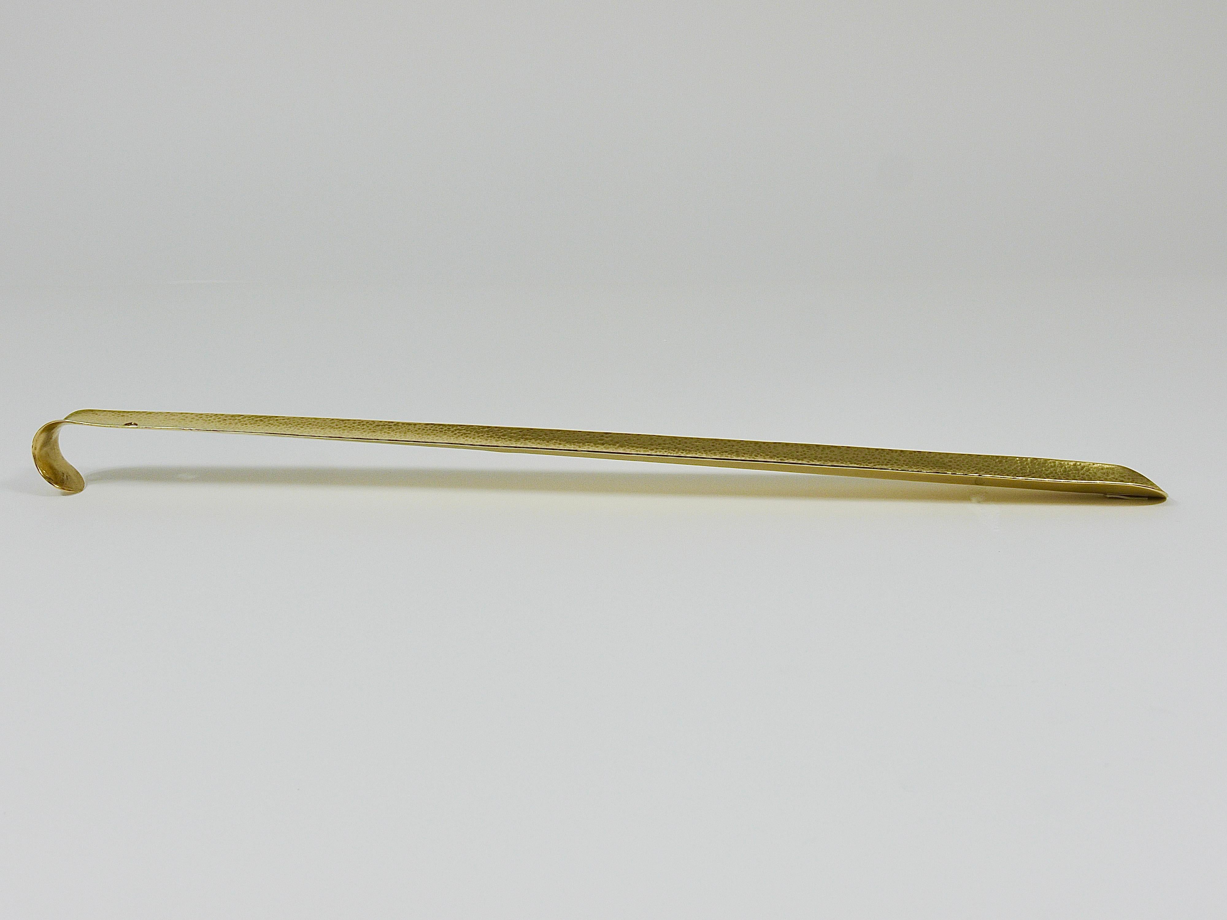Exquisite Hammer-Blown Solid Brass Shoehorn, Handmade in Austria For Sale 9