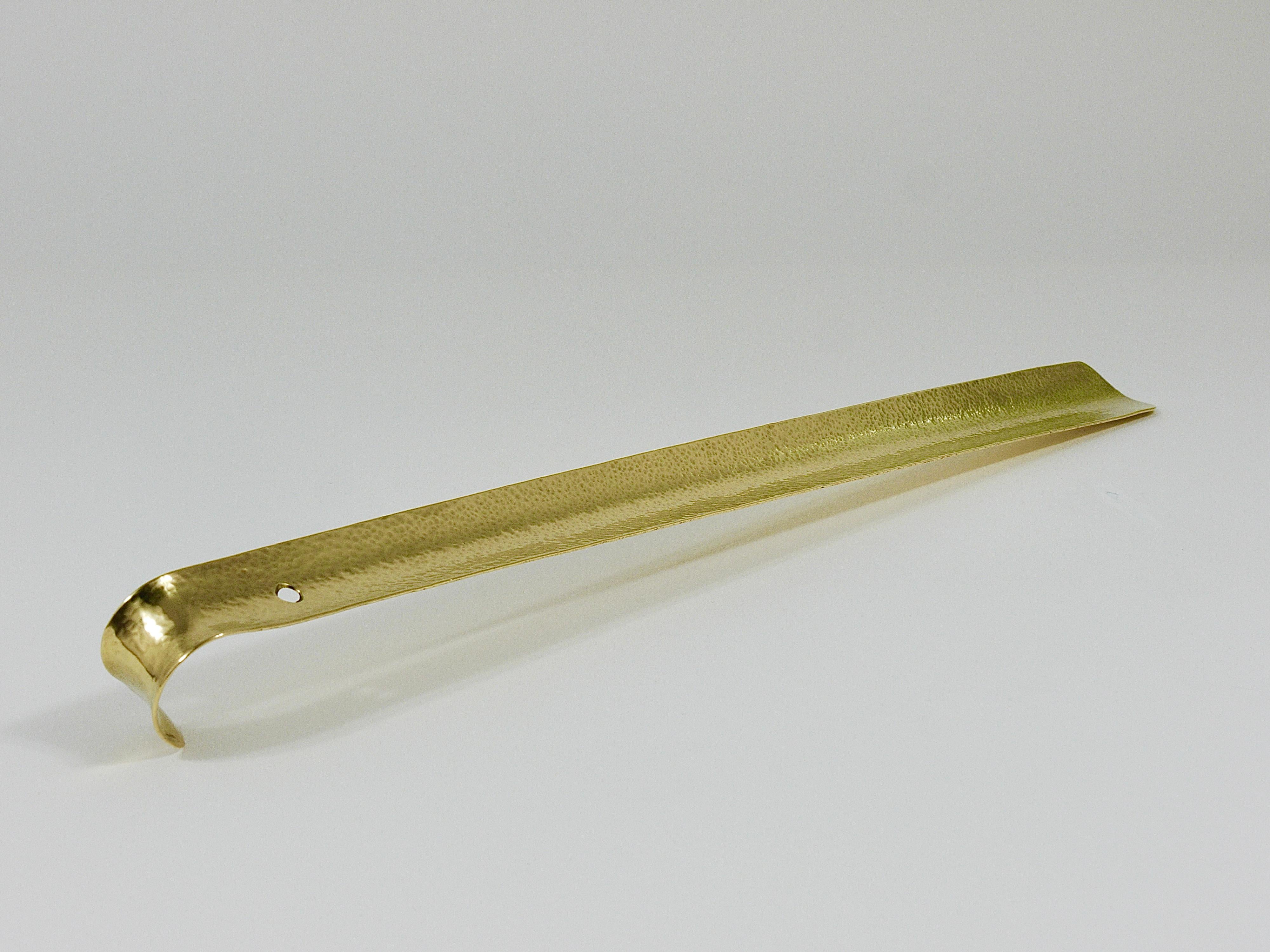 Exquisite Hammer-Blown Solid Brass Shoehorn, Handmade in Austria For Sale 11