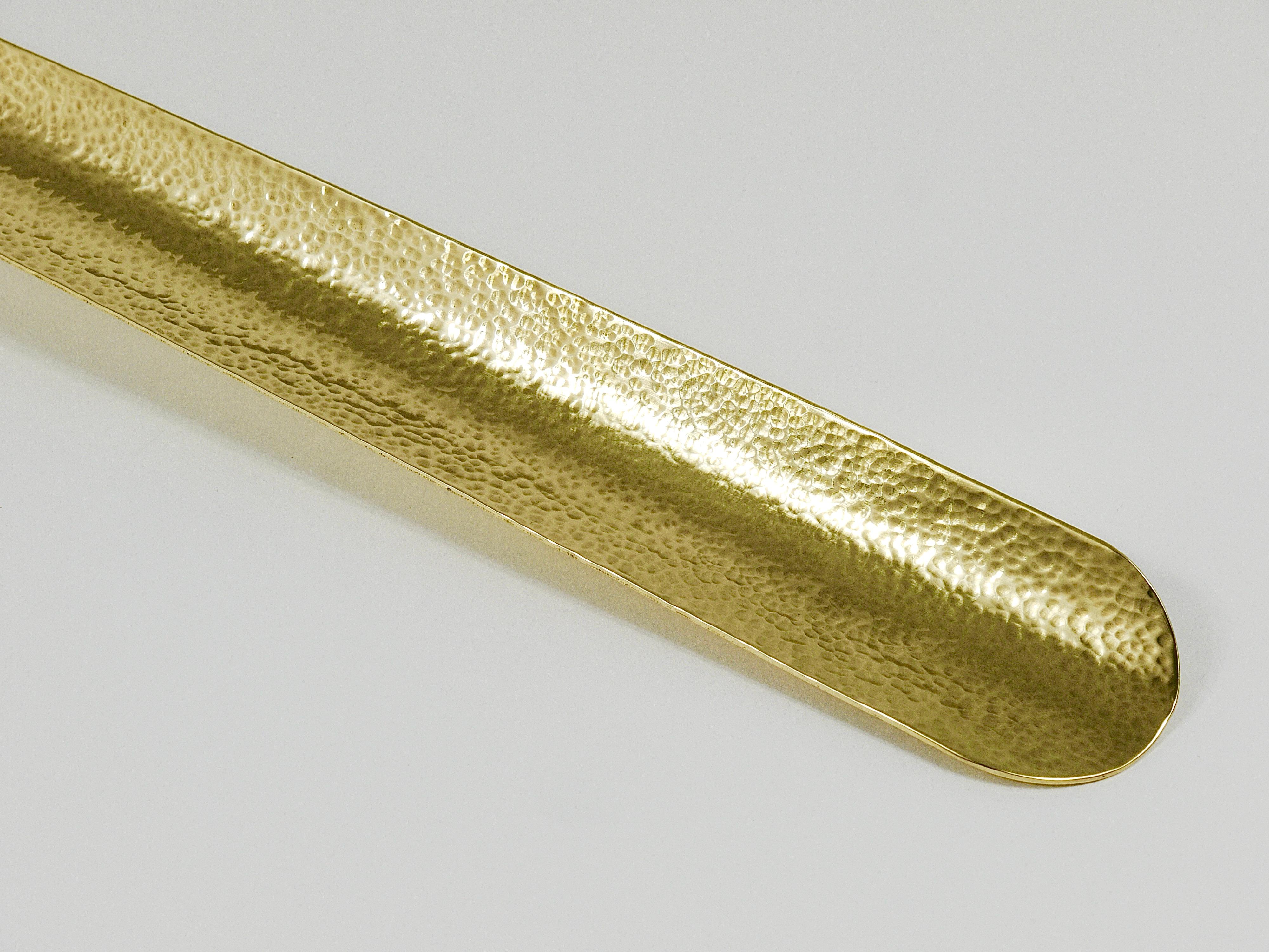 Mid-Century Modern Exquisite Hammer-Blown Solid Brass Shoehorn, Handmade in Austria For Sale
