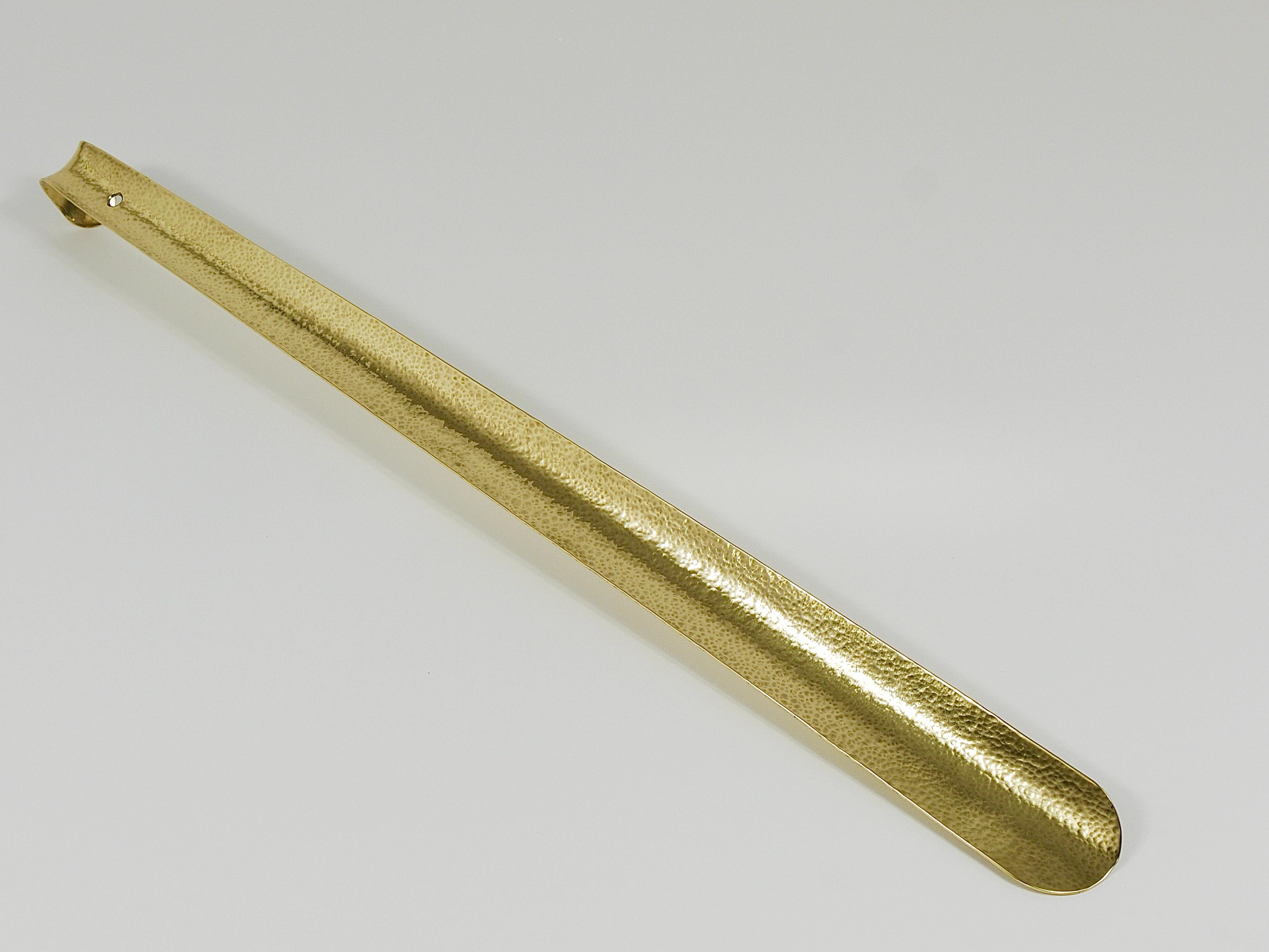 Austrian Exquisite Hammer-Blown Solid Brass Shoehorn, Handmade in Austria For Sale