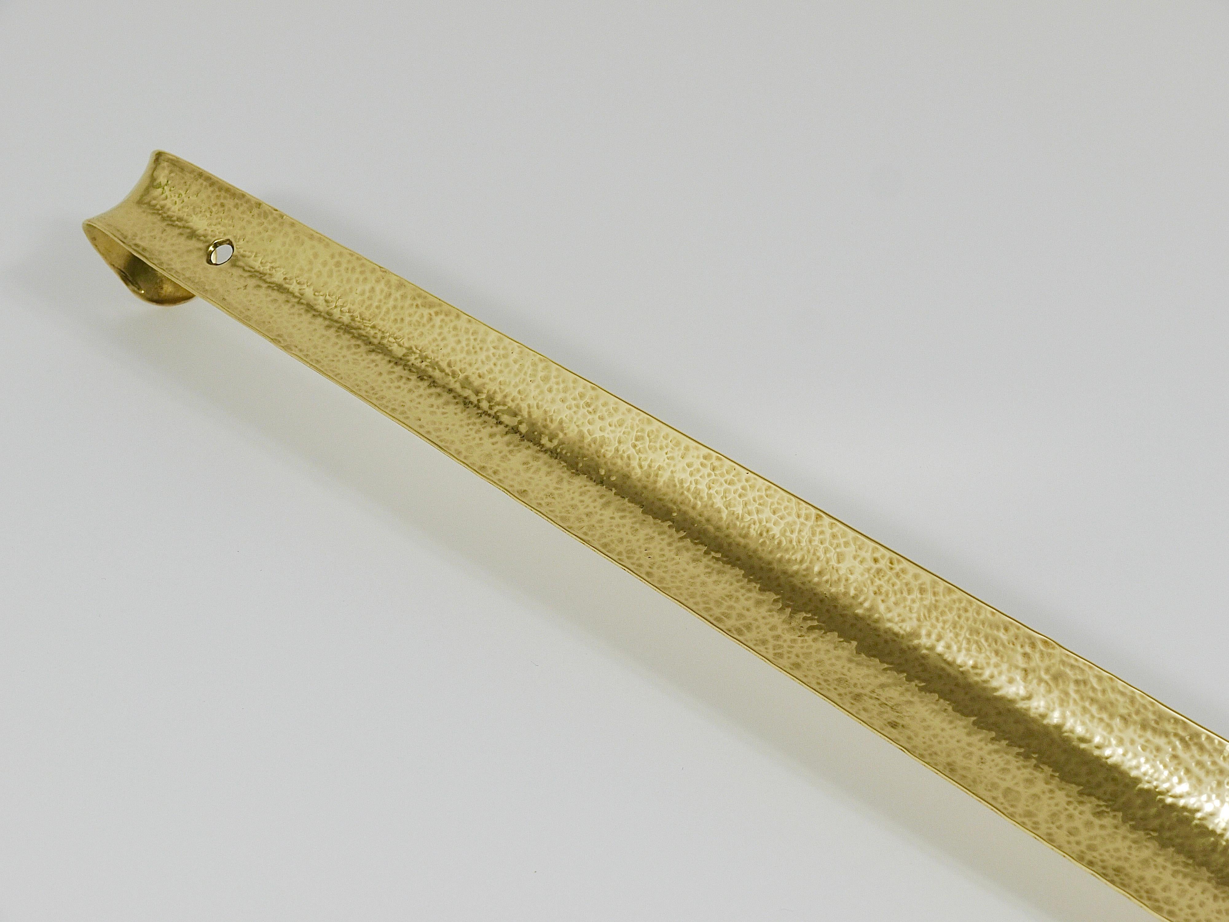 Contemporary Exquisite Hammer-Blown Solid Brass Shoehorn, Handmade in Austria For Sale