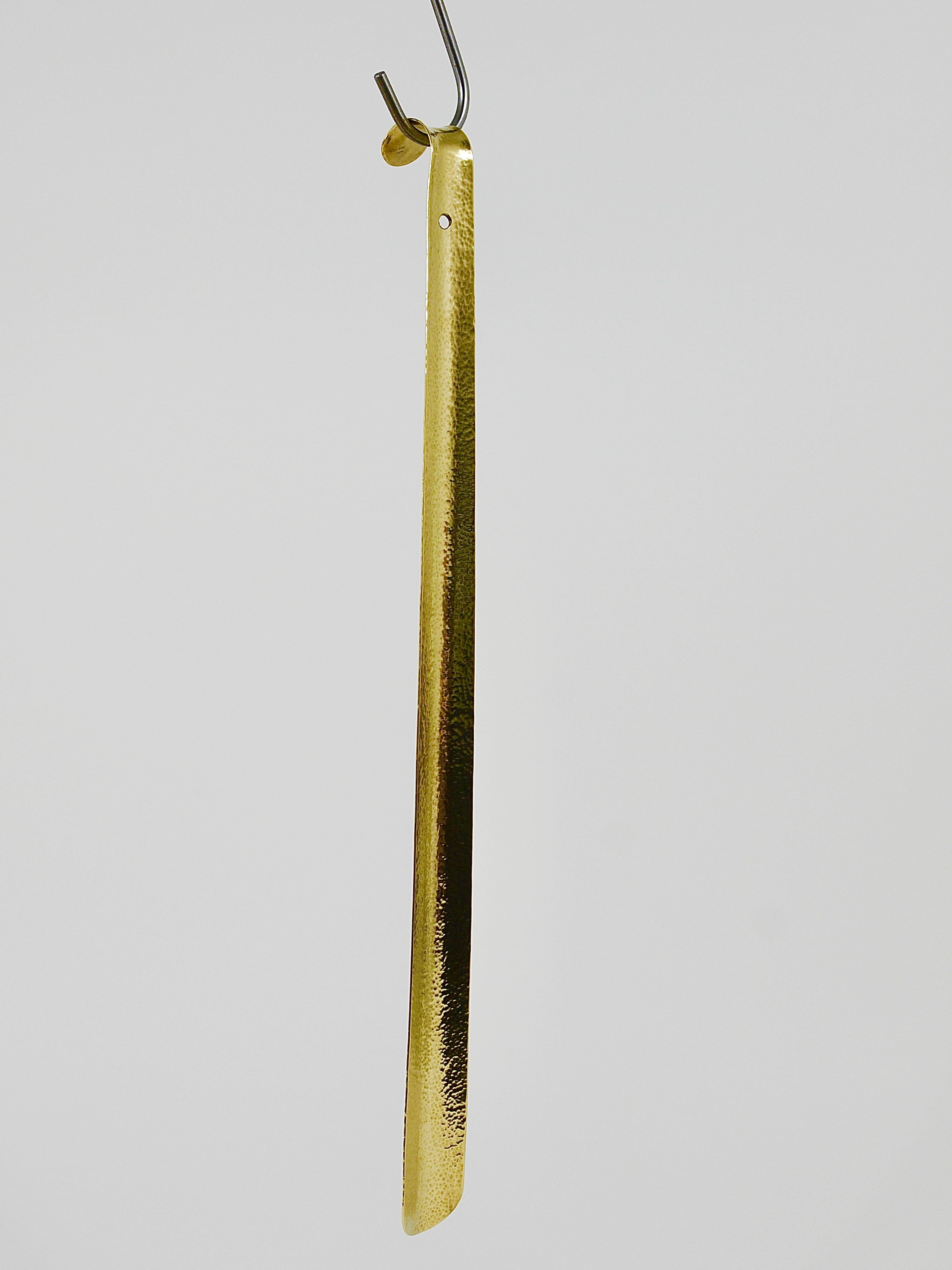 Exquisite Hammer-Blown Solid Brass Shoehorn, Handmade in Austria For Sale 1