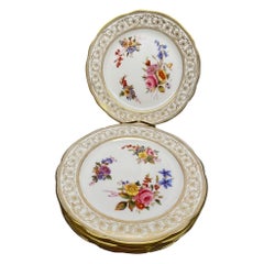 Exquisite Hammersley & Co. Hand-Painted Porcelain Dessert Plates, Early 20th C.