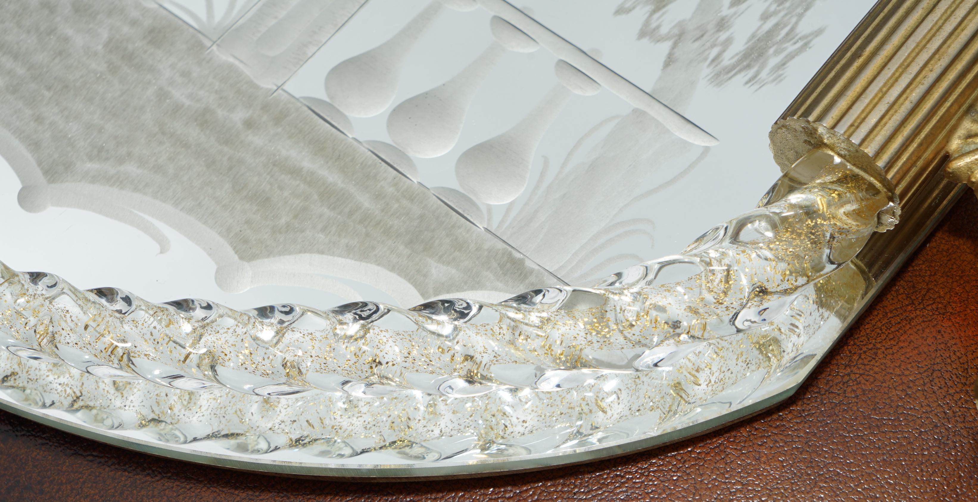EXQUISITA BANDEJA DE VIDRIO VENECIANO ETCHED HECHA A MANO EN ITALIA POUR LE BAIN MURANO en venta 2