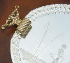 EXQUISiTE HAND MADE IN ITALY POUR LE BAIN MURANO GLASS VENETIAN ETCHED TRAY