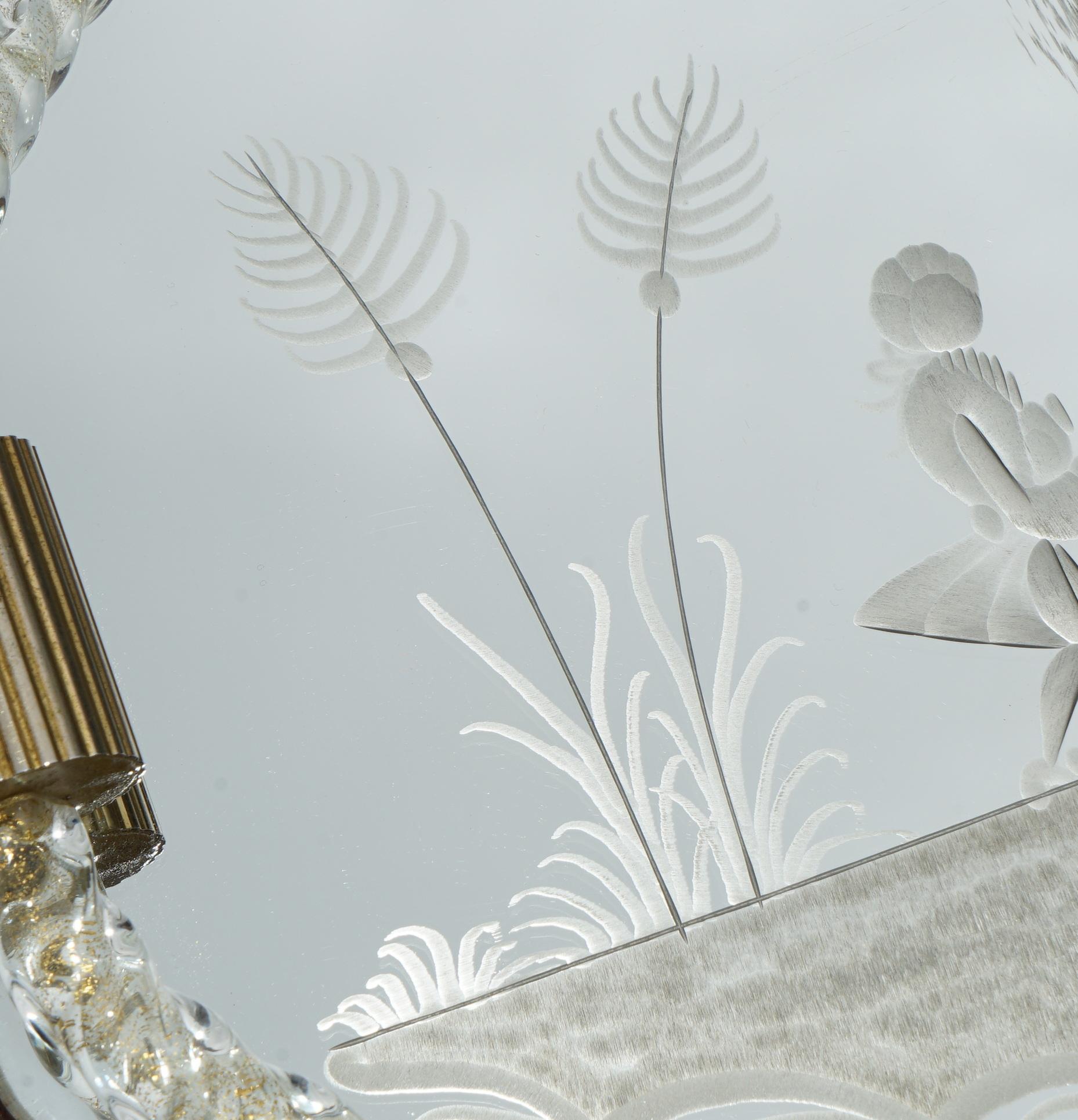 EXQUISITA BANDEJA DE VIDRIO VENECIANO ETCHED HECHA A MANO EN ITALIA POUR LE BAIN MURANO Grabado en venta