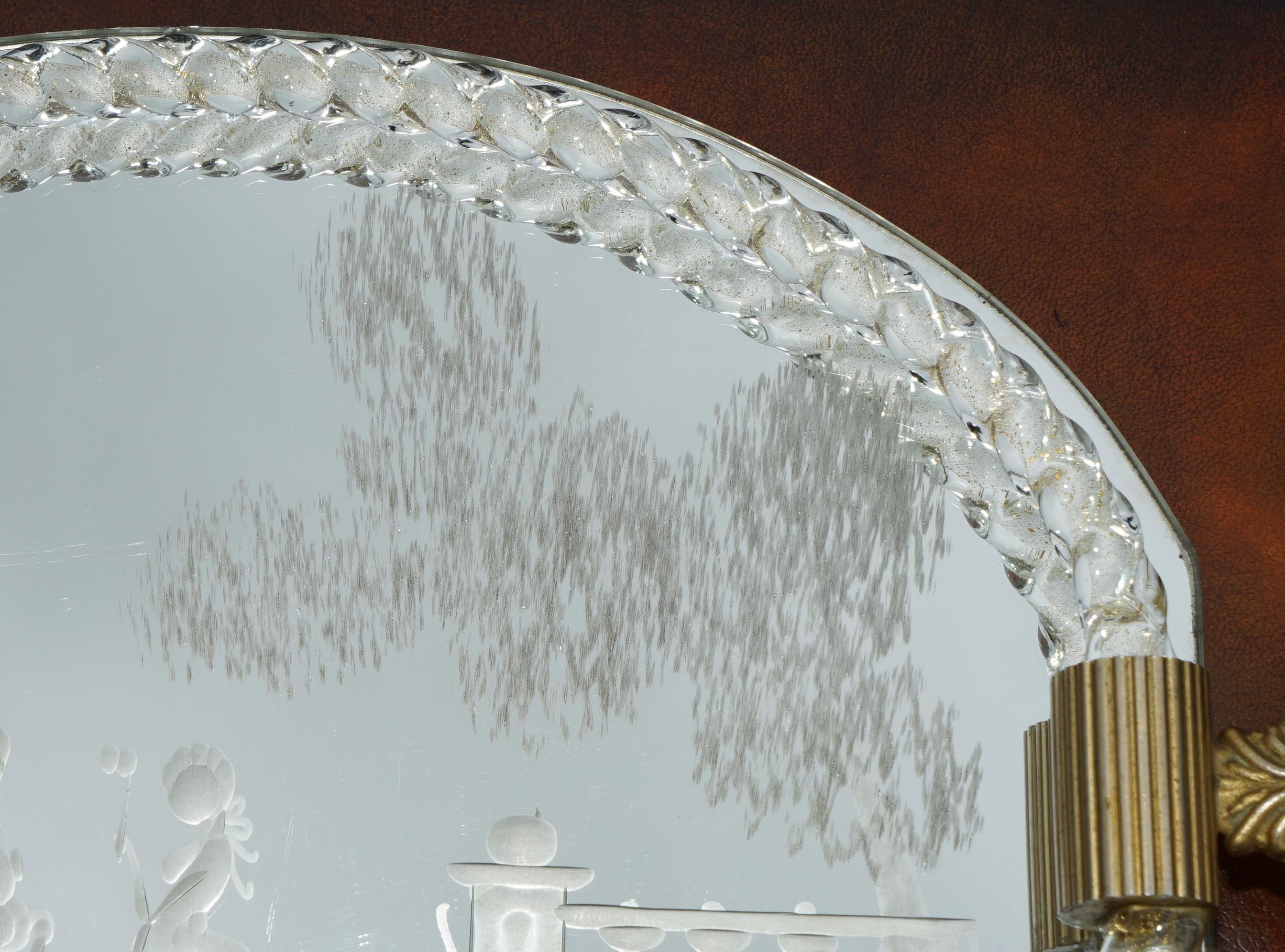 EXQUISITA BANDEJA DE VIDRIO VENECIANO ETCHED HECHA A MANO EN ITALIA POUR LE BAIN MURANO siglo XX en venta