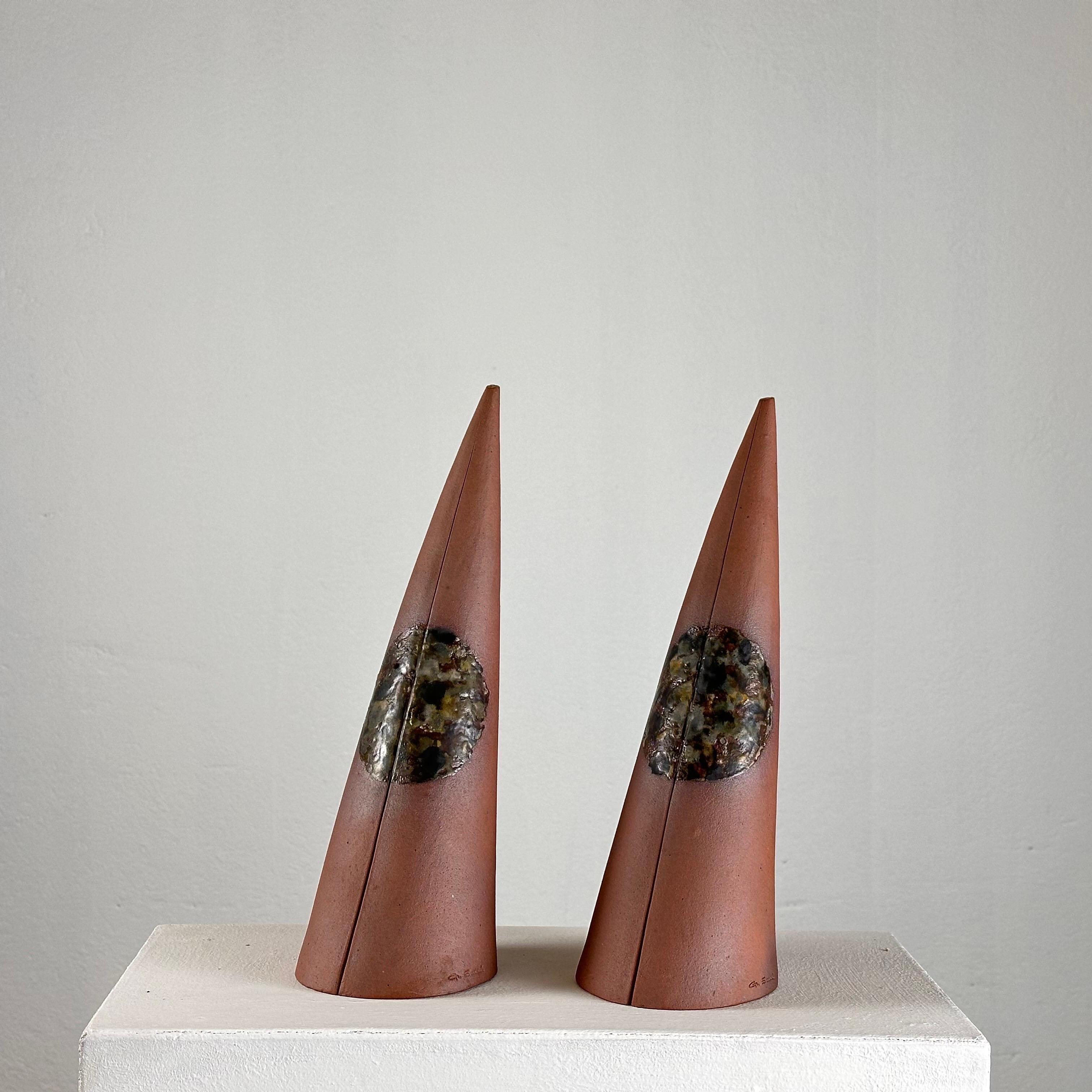 Exquisite Hand-Painted Ceramic Decorative Cones by Giancarlo Scapin, 1970s In Good Condition For Sale In Brescia , Brescia