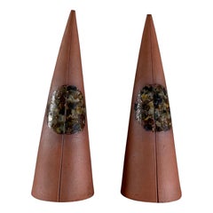 Squisiti coni decorativi in ceramica dipinti a mano di Giancarlo Scapin, anni '70