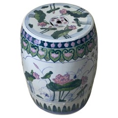Squisito sgabello / tavolino da giardino in ceramica cinese dipinta a mano - Lotus Design