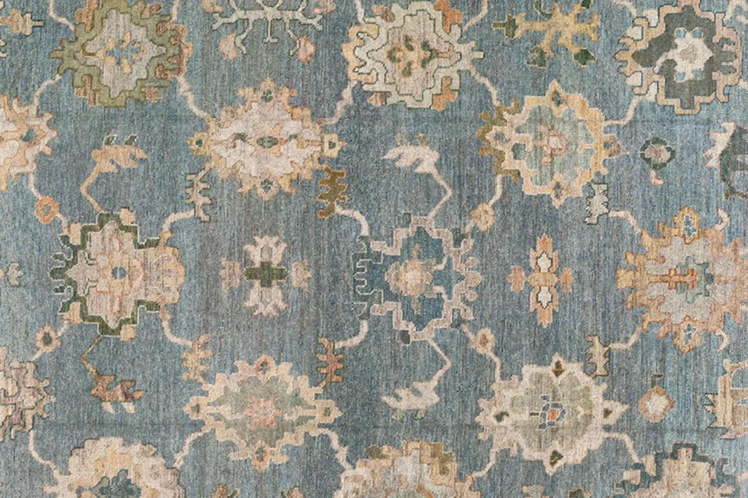 Wool Exquisite Handmade Turkish Oushak Rug - 95700 For Sale