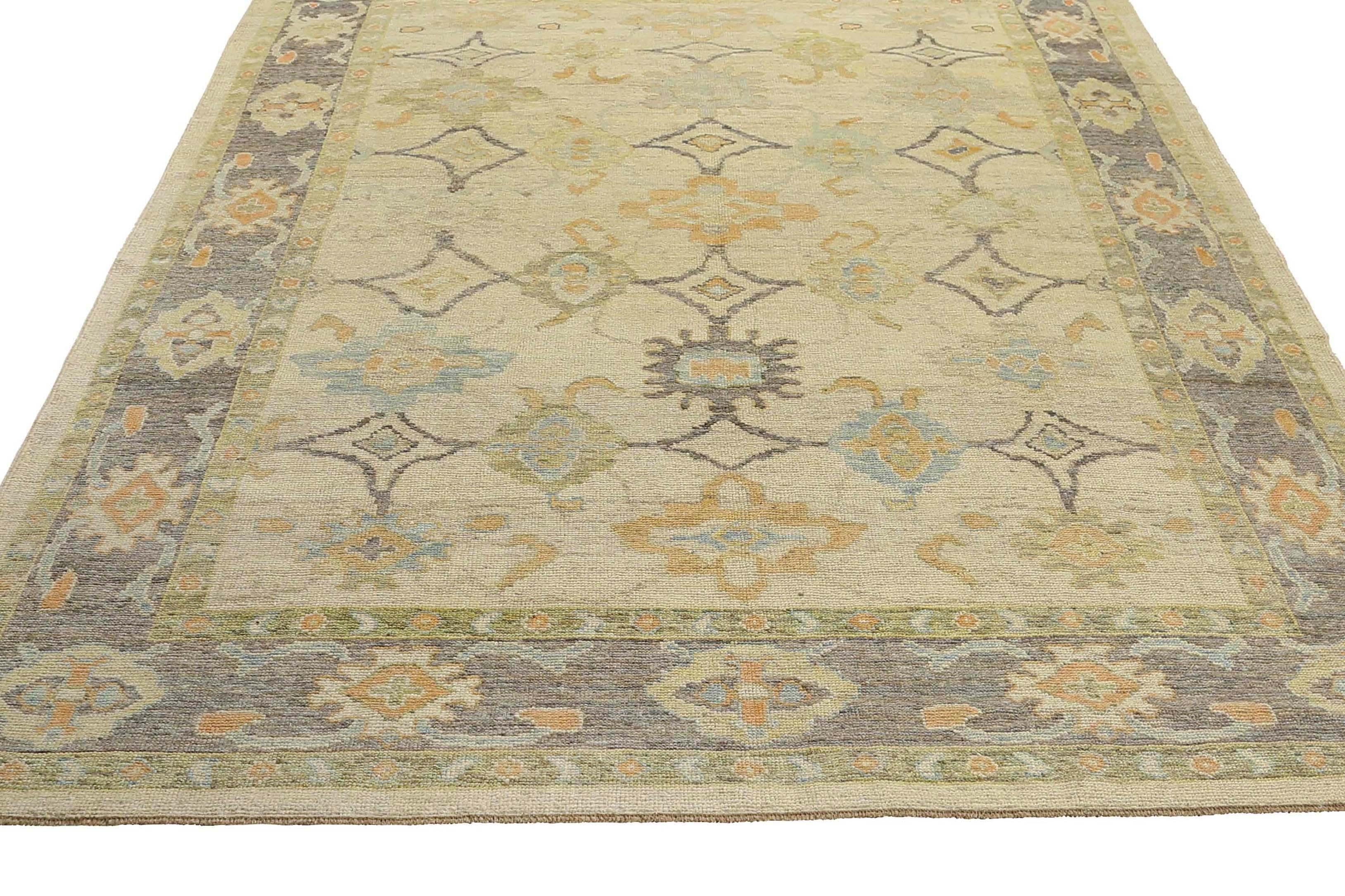 Exquisite Handmade Turkish Oushak Rug For Sale 5