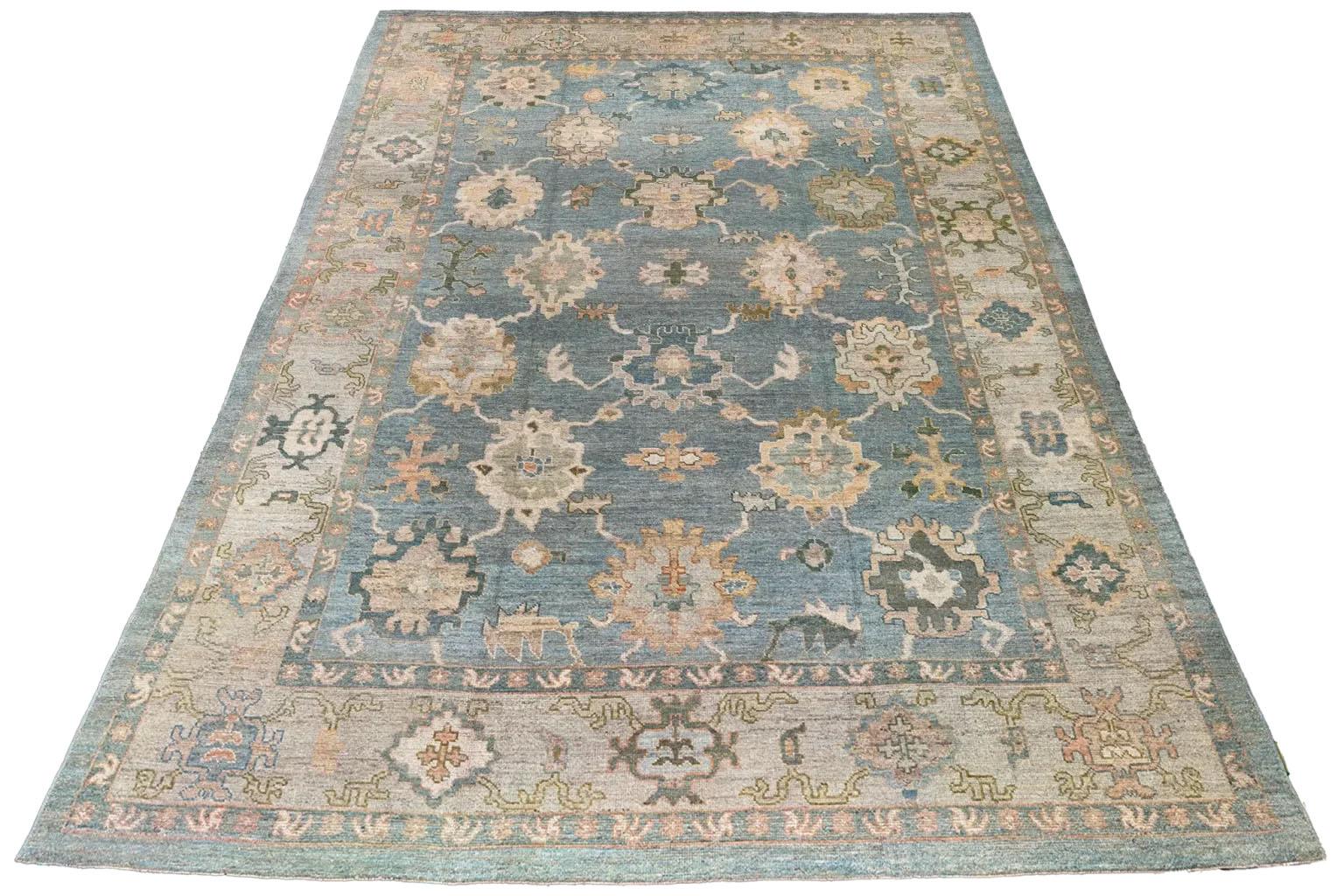 Hand-Woven Exquisite Handmade Turkish Oushak Rug - 95700 For Sale