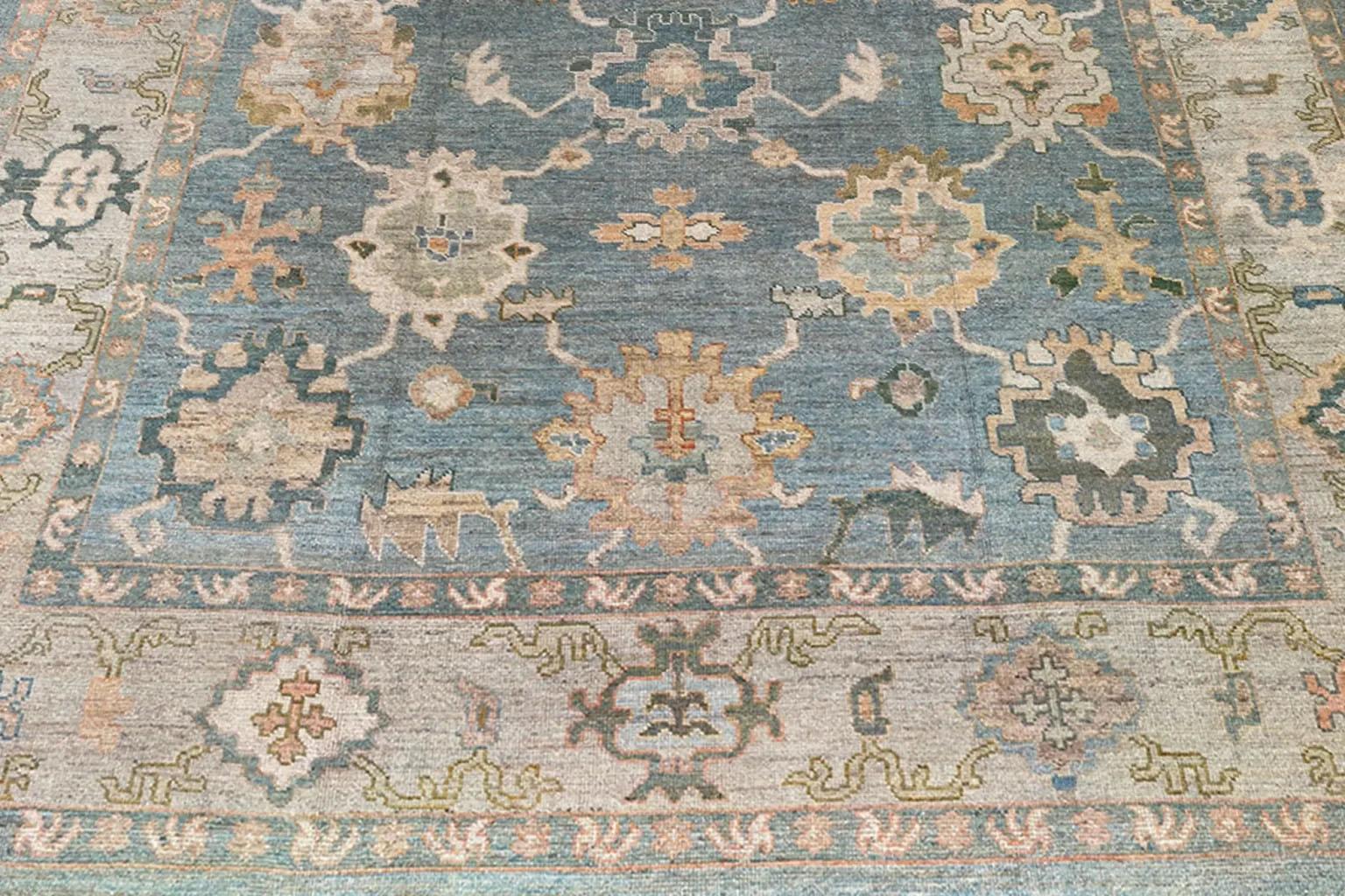 Exquisite Handmade Turkish Oushak Rug - 95700 In Excellent Condition For Sale In Dallas, TX