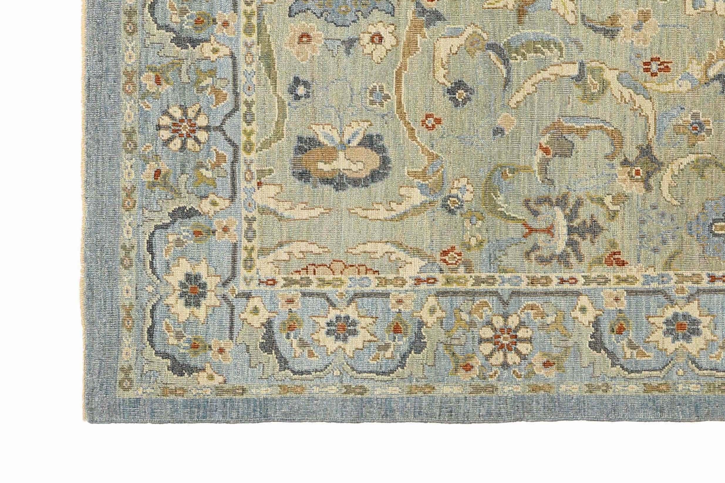 Afghanistan Sultanabad Area Rugs Circa 1990 - Wool Blue Ivory Design - 95559 For Sale 6