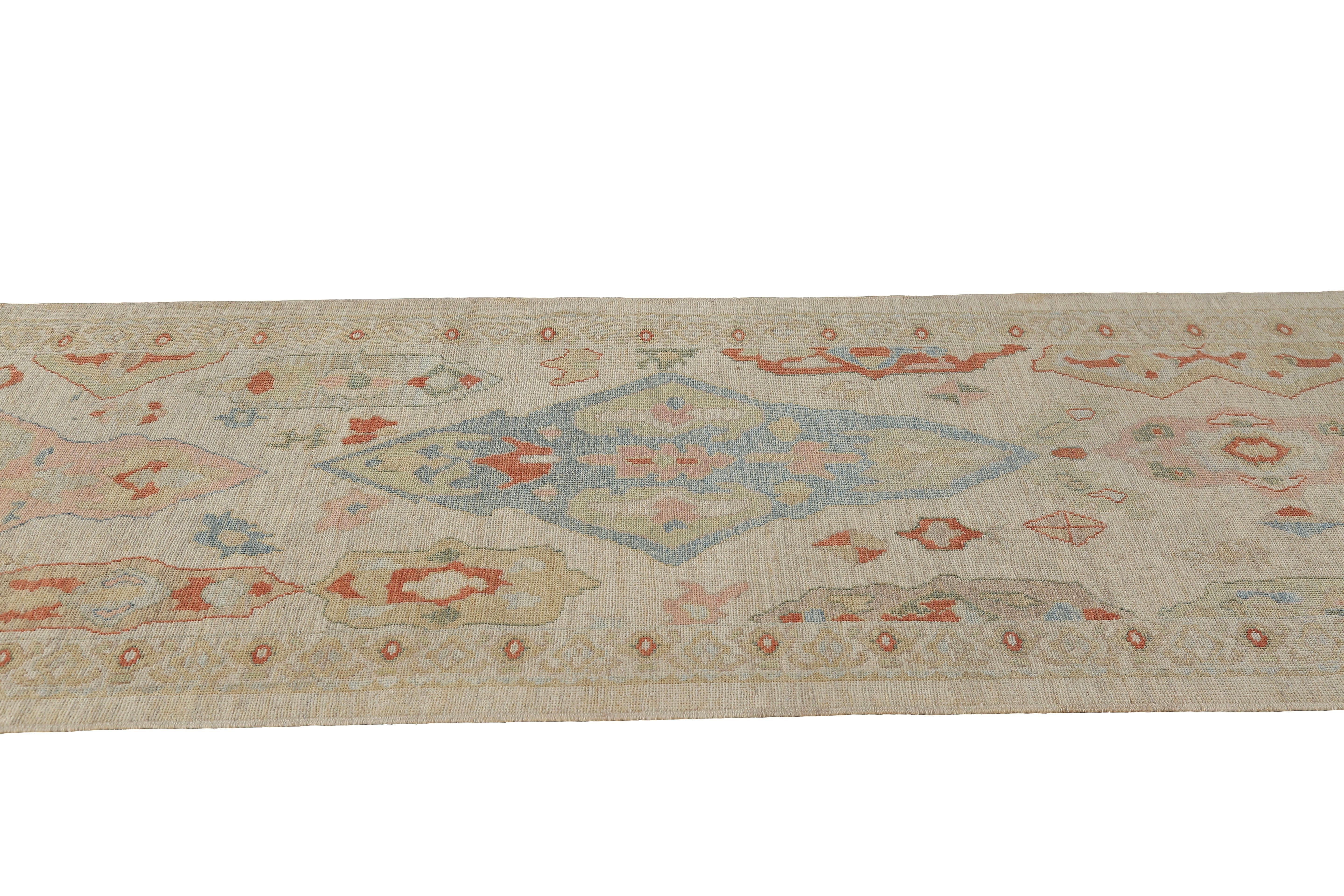 Exquisite Handmade Turkish Sultanabad Runner  In New Condition For Sale In Dallas, TX