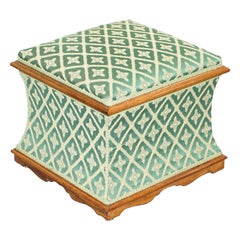 Exquisite Hardwood Framed Silk Upholstered Victorian Ottoman Stool Footstool