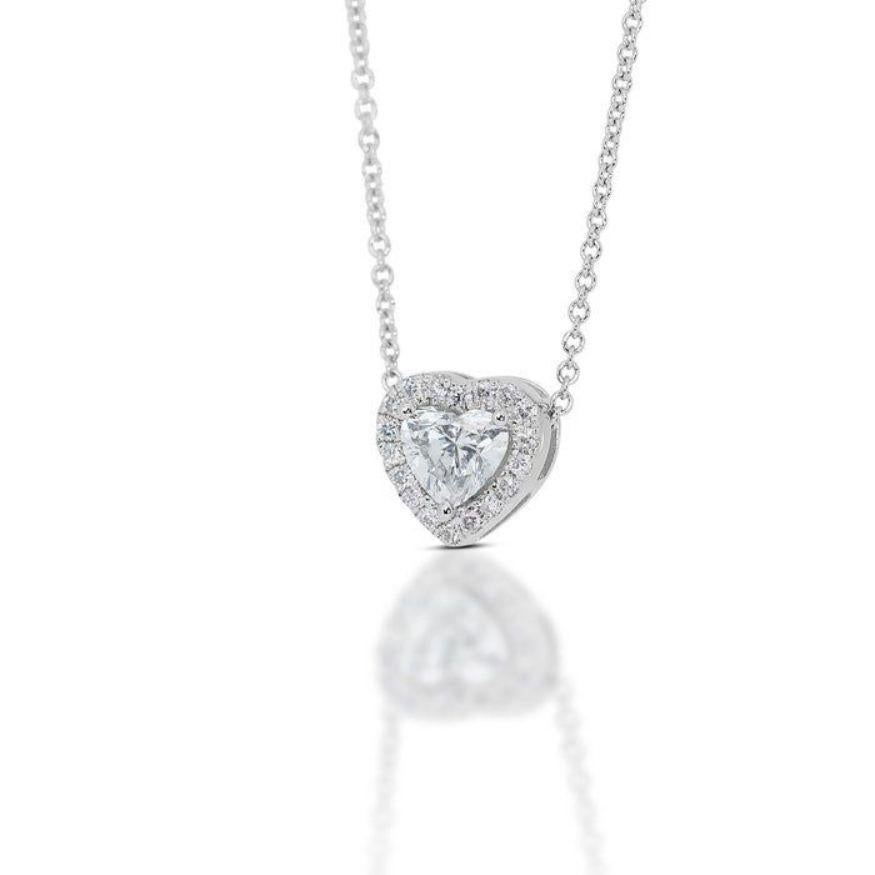 Heart Cut Exquisite Heart Diamond Necklace set in 18K White Gold For Sale