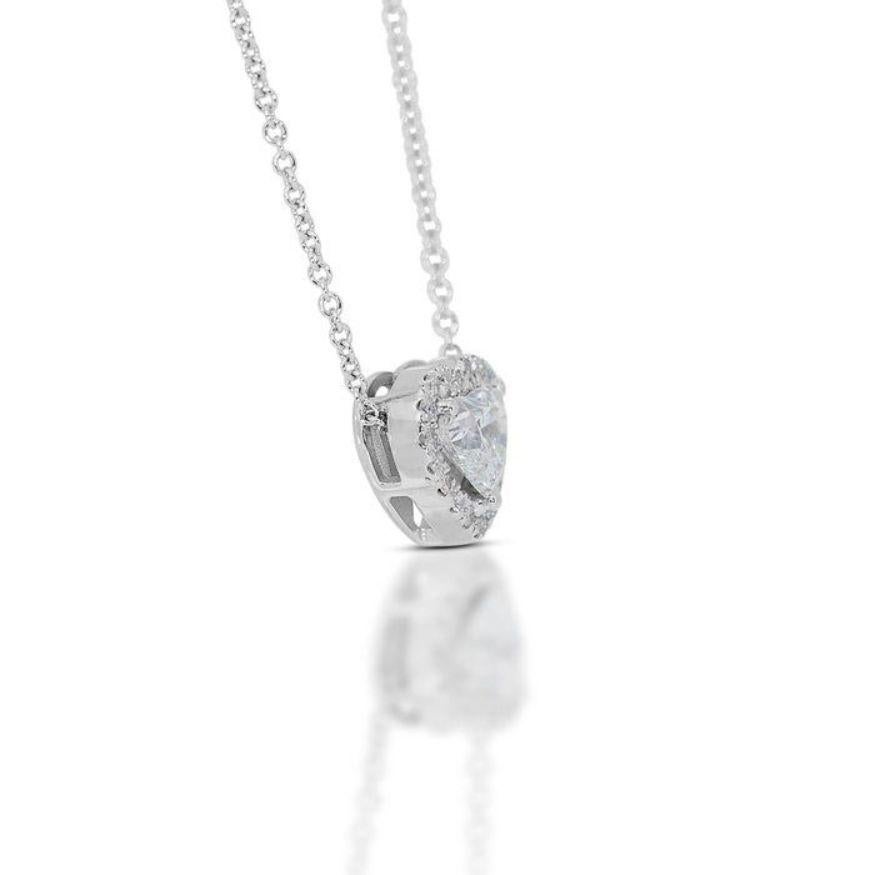 Women's Exquisite Heart Diamond Necklace set in 18K White Gold For Sale