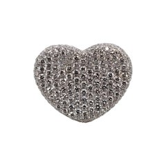 Exquisite Heart Shaped Pave Diamond Ring Set in 18 Karat White Gold